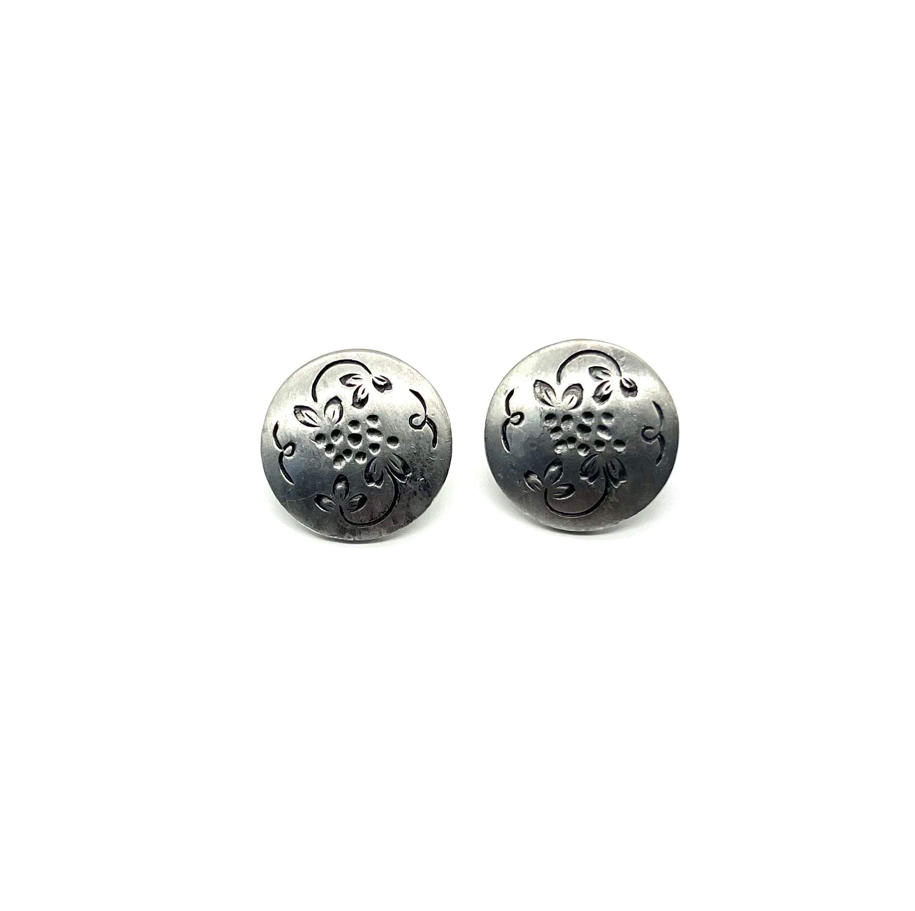 Handmade Pewter Floral Etched Earrings - Vintage Botanical Jewelry for Women - Perfect for Weddings, Parties & Everyday Wear