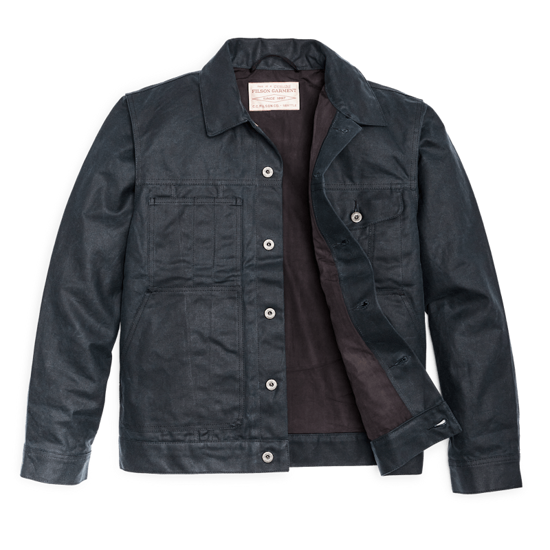 Filson Tin Cloth Short Lined Cruiser Jacket for Men - Durable Water-Resistant Workwear in Service Blue - Perfect for Outdoor Adventures & Casual Wear