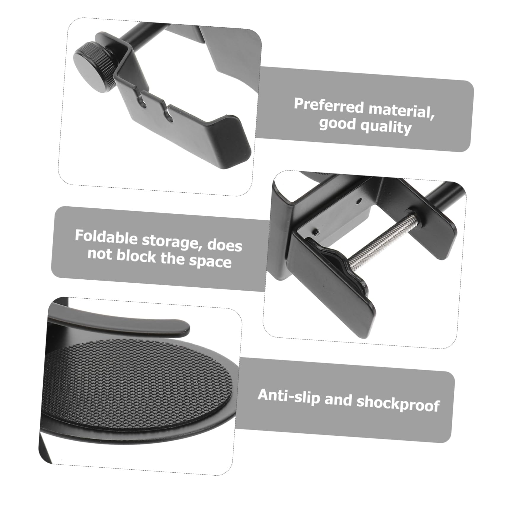 Premium Aluminum Alloy Headphone Stand with Clamp - Universal Headphone Holder for Desk, Computer, Gaming Setup & Office Organization - Perfect for Headphones, Earphones & Drink Storage