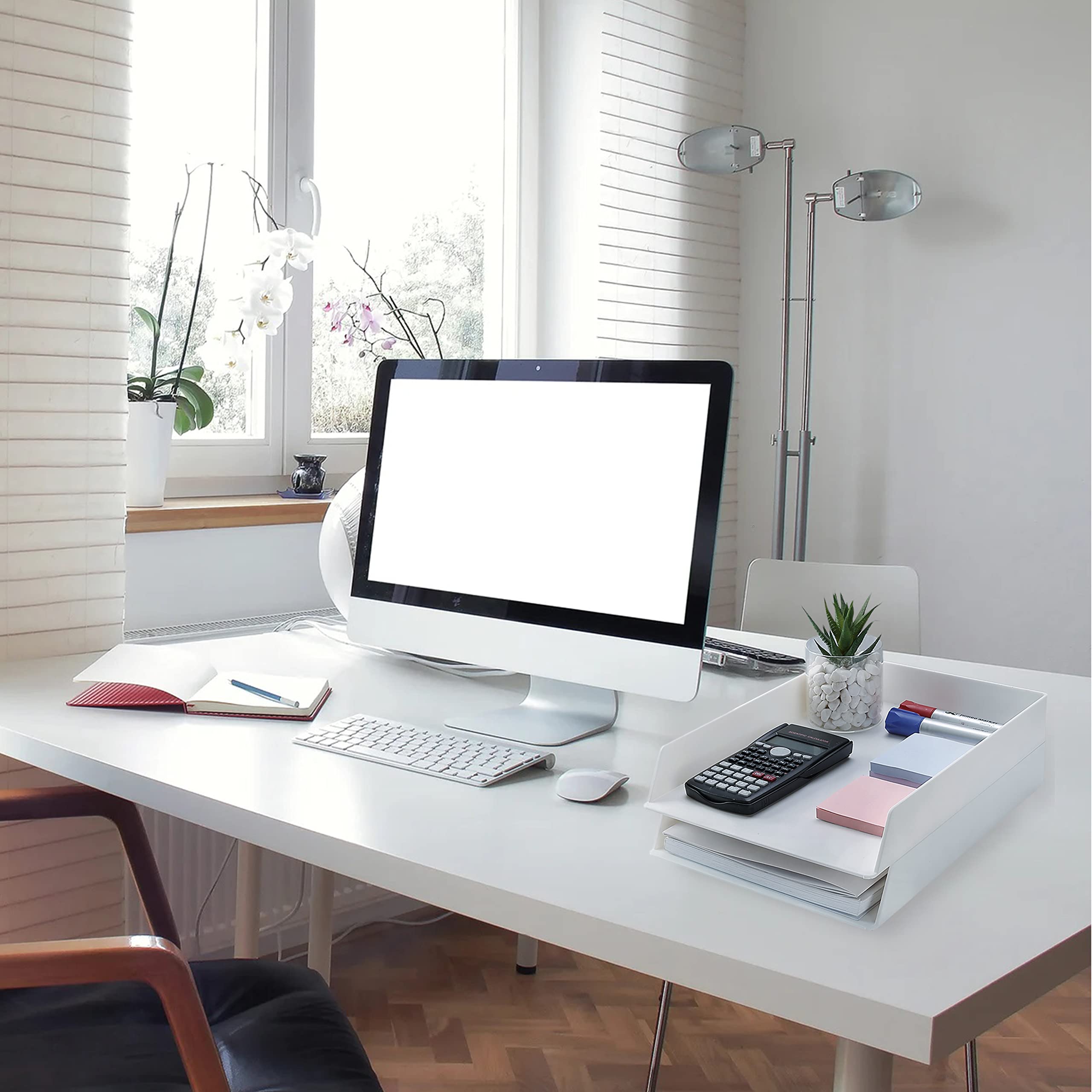 Mr. Pen - 2-Pack White Plastic Letter Tray Desk Organizer, File & Paper Holder for Office, Home, School - Perfect for Mail Sorting, Document Storage, and Workspace Organization