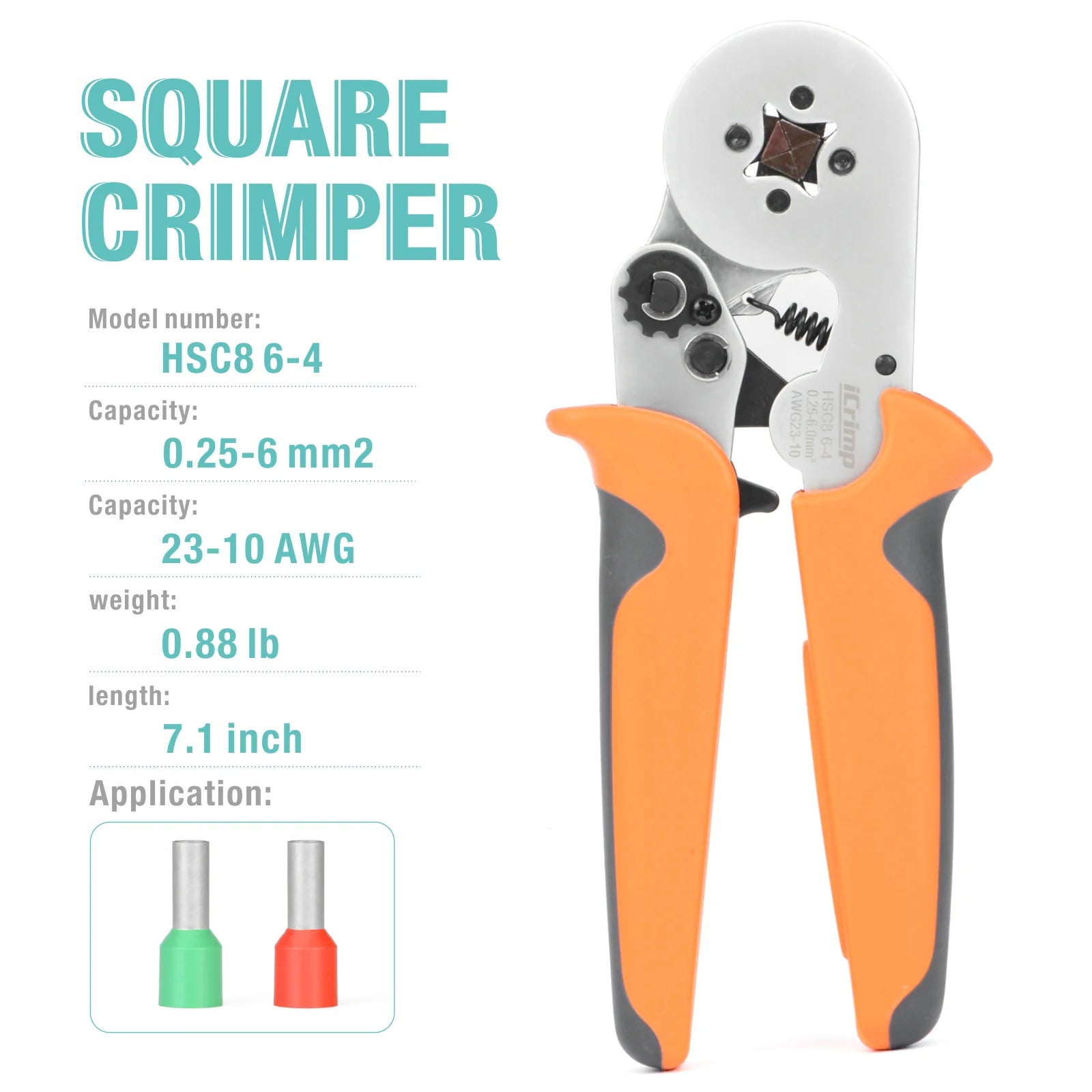 HSC8 6 6 Self-Adjusting Ferrule Crimper Tool for AWG23-10 Bootlace Ferrules - Perfect for Electrical Wiring, DIY Projects, and Professional Installations