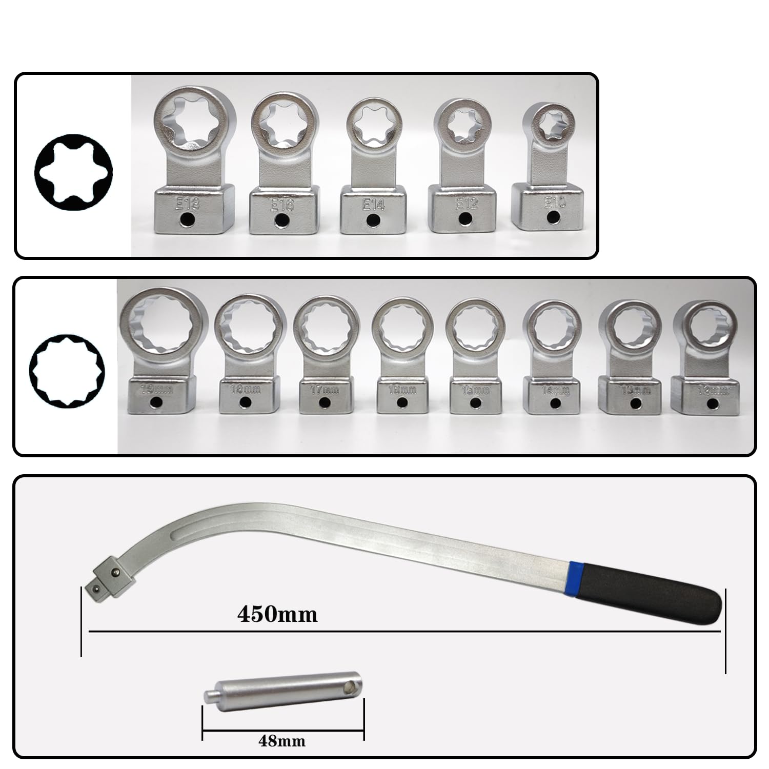 15PCS Universal Auxiliary Idler Belt Tensioner Pulley Removal Tool Kit - Serpentine Belt Tension Pulley Wrench Set - Engine Timing Belt Tensioning Nut Bolt Screw Remover for Car, Truck & SUV Maintenance & Repair