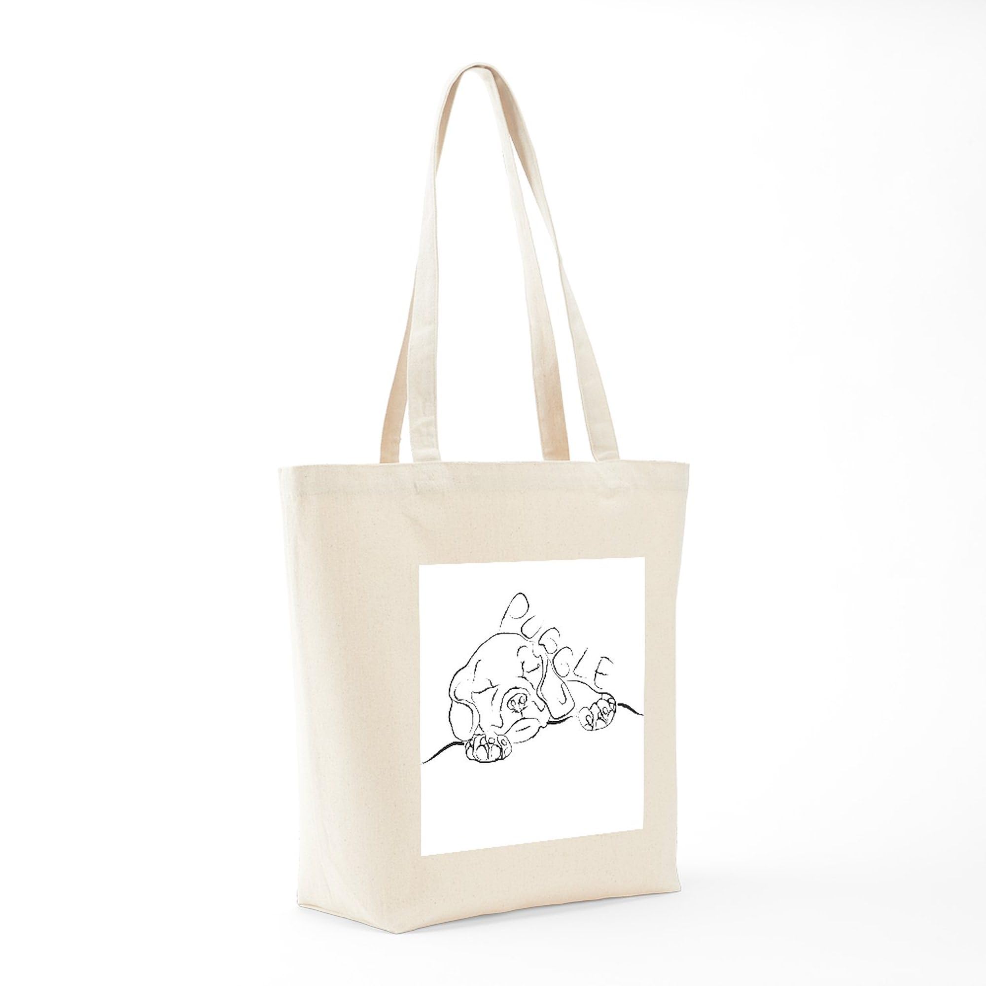 Puggle Art Tote Bag - Natural Canvas Reusable Shopping Bag for Groceries, Beach & Everyday Use | Eco-Friendly & Durable