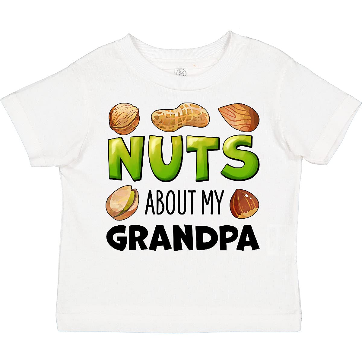 Inktastic 'Nuts About My Grandpa' Peanut, Almond, Pistachio Toddler T-Shirt - Cute Grandpa Gift for Toddlers, Birthday & Family Reunions