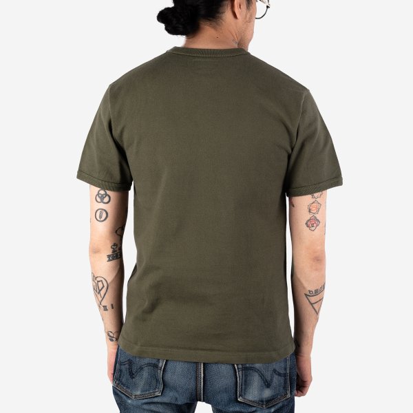 Iron Heart IHT 1600 11oz Heavyweight Cotton Knit Crew Neck T-Shirt for Men - Olive Green Casual Tee | Perfect for Streetwear, Workwear & Everyday Comfort