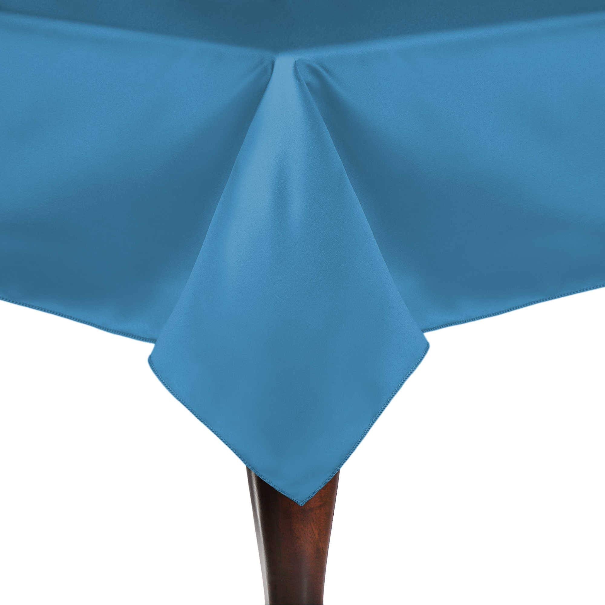Bridal Satin Tablecloth 48x52 Inch Turquoise Blue for Weddings & Parties
