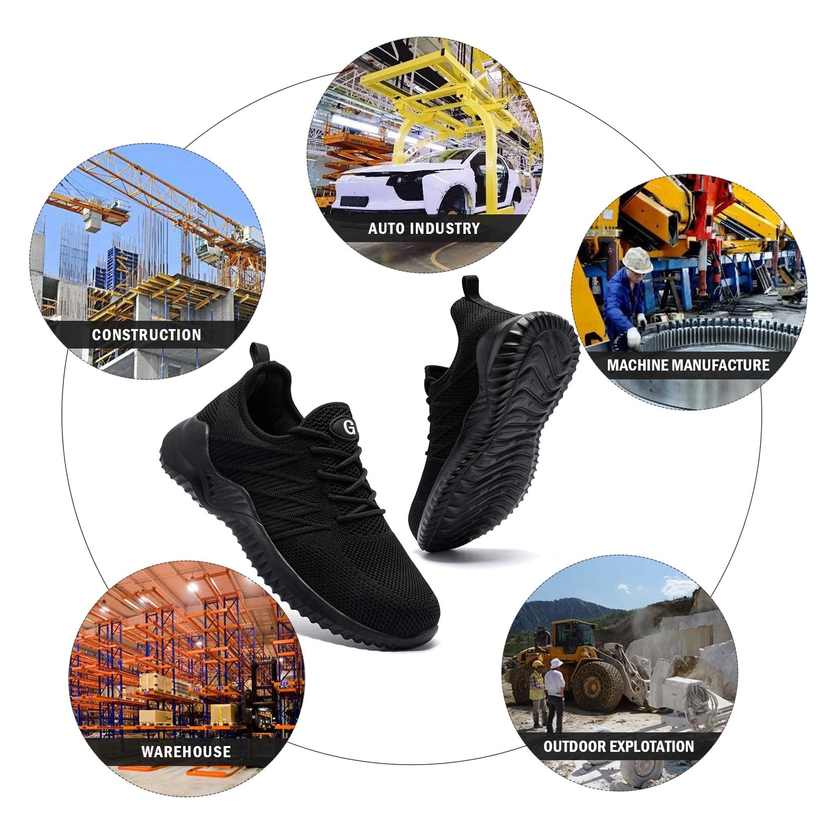 Tinefiy Women's Steel Toe Work Shoes - Lightweight & Comfortable Slip Resistant Safety Sneakers with Cushion & Puncture Proof Technology | Perfect for Construction, Warehouse, and Industrial Work Environments