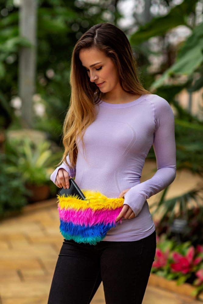 Funny Guy Mugs Bright Lights Rainbow Fur Fanny Pack - Trendy Waist Bag for Festivals, Raves & Outdoor Adventures