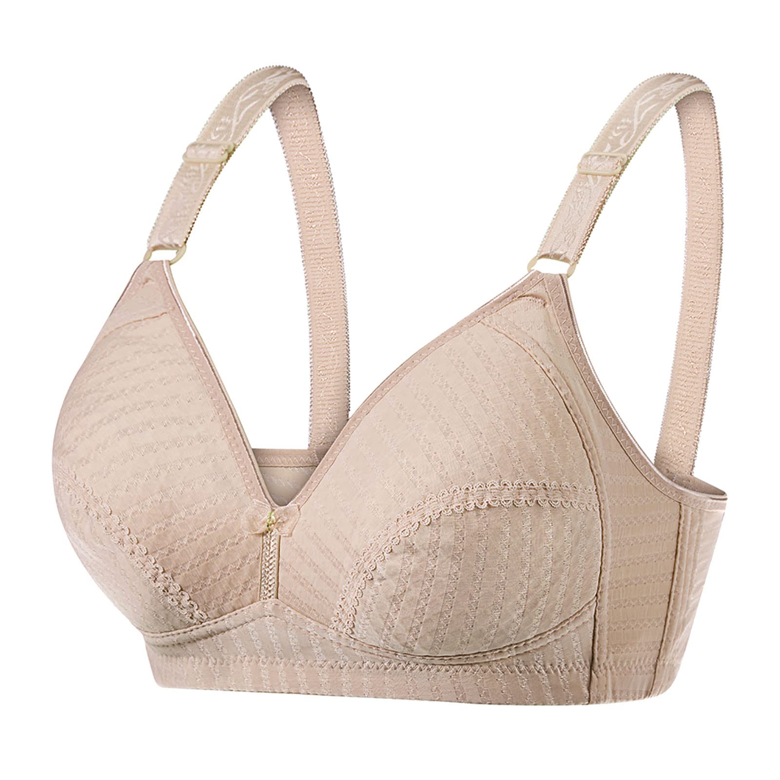 Ausyst Women's Wireless Bralette - Trendy Striped Seamless Comfort Bra for Everyday Wear | Soft Lounge Bra for Yoga, Sleep & Casual Outfits