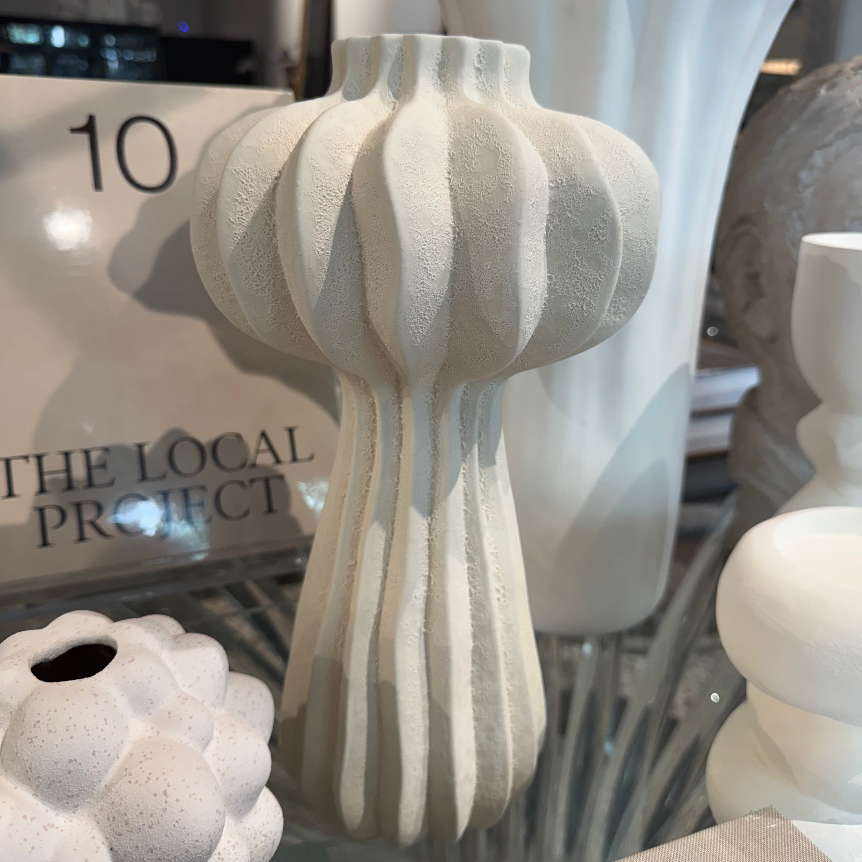 Lithos Vase Matte White - Modern Ceramic Home Decor for Living Room, Bedroom & Office - Multiple Size Options