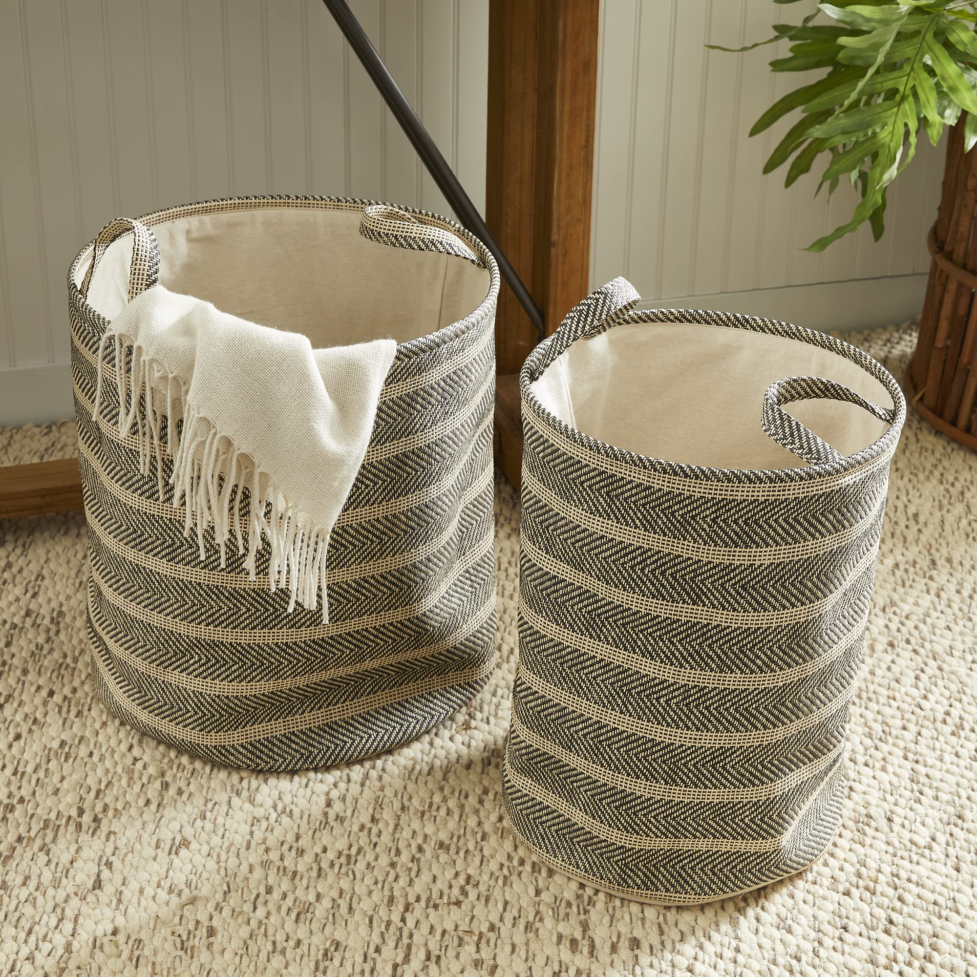Napa Home Accents Marleigh Round Baskets Set of 2 - Woven Storage Bins for Home Organization, Laundry, Toys & Decor