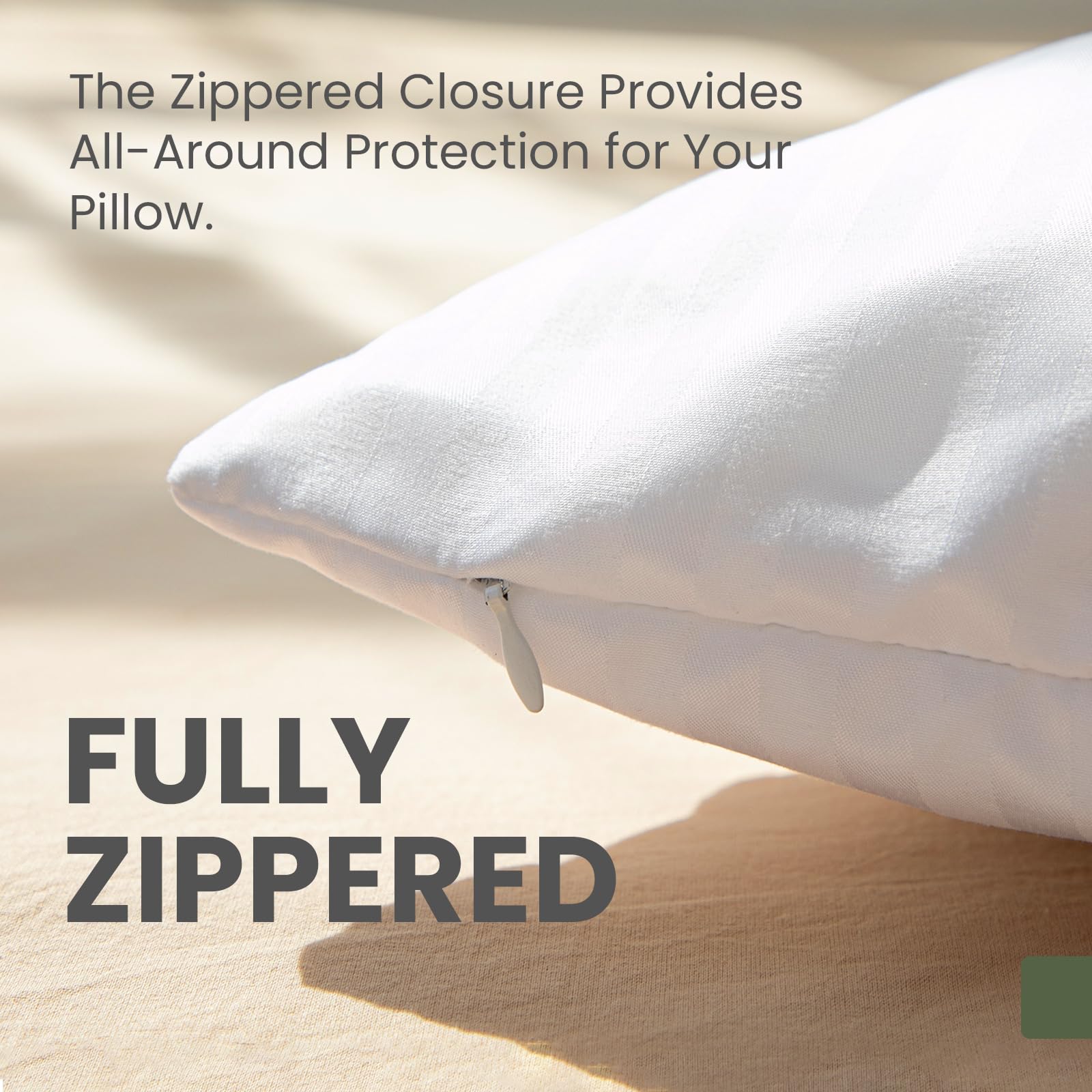 4 Pack Standard Size Pillow Protectors with Zipper - Oeko-TEX Certified, Luxury Hotel Quality Pillow Covers - Soft, Breathable & Machine Washable (20