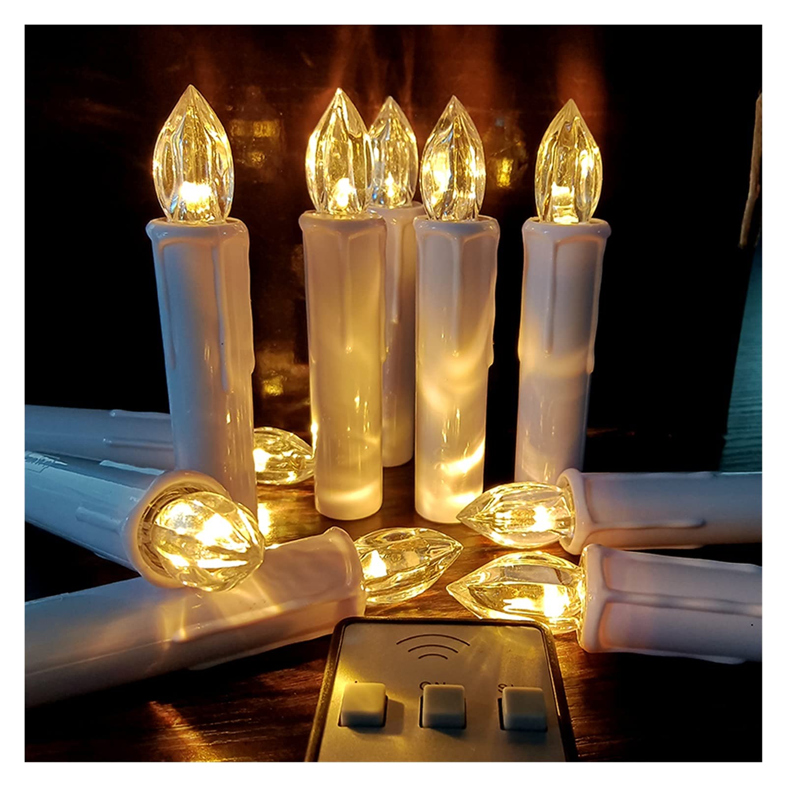Flameless LED White Taper Candles with Timer & Remote Control - Battery Operated Electronic Candles for Christmas Tree, Window Decor, Home, Wedding & Party Decoration (Set of 30, Warm White)