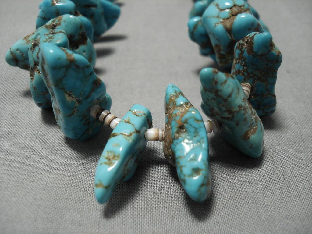 Vintage Navajo Turquoise Nugget Necklace - 153 Grams Authentic Native American Jewelry for Women - Perfect for Boho, Southwest & Tribal Fashion