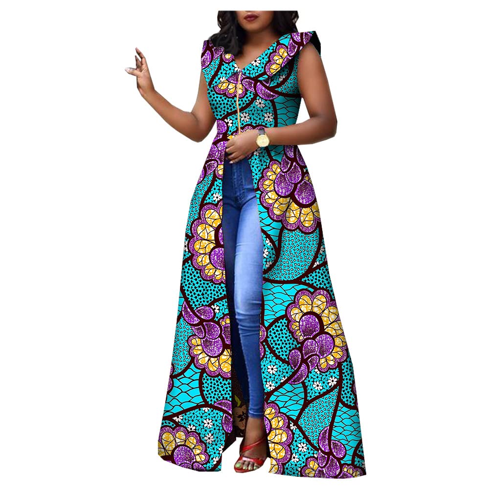 **Elegant African Ankara Dresses for Women Plus Size - Party Wear, Split Ball Gown, Cocktail Dress - Perfect for Weddings, Festivals & Special Occasions**