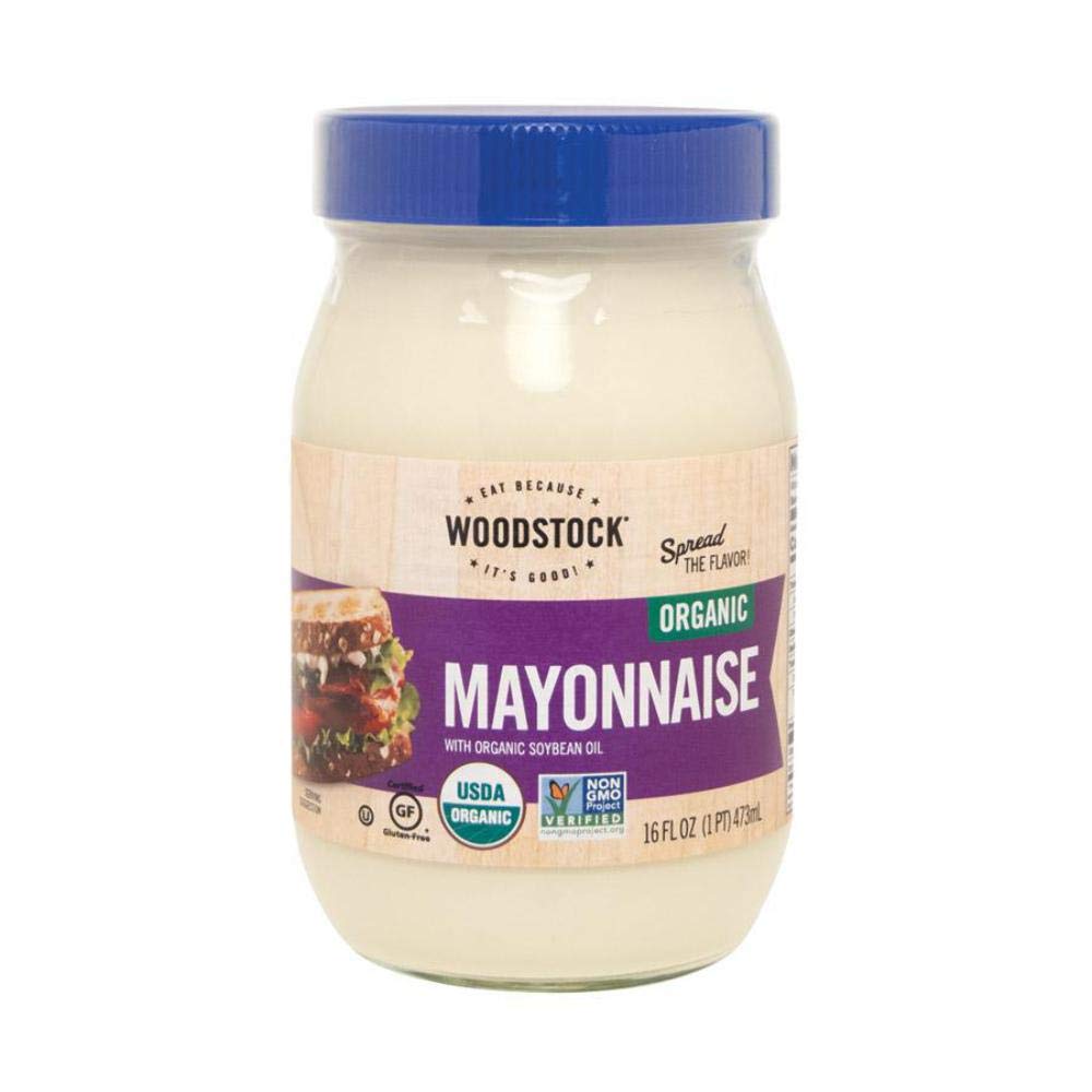 Woodstock Organic Mayonnaise - Case of 12 (16 oz Jars) - Non-GMO, Gluten-Free, Vegan Mayo - Perfect for Sandwiches, Salads & Recipes