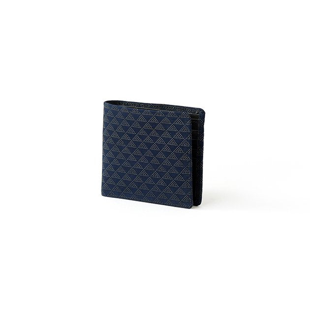 Premium Japanese Deerskin Leather Wallet with Urushi Lacquer - Handcrafted Scale Pattern in Iron Blue - Authentic Made in Japan - Perfect for Everyday Use & Luxury Gifts