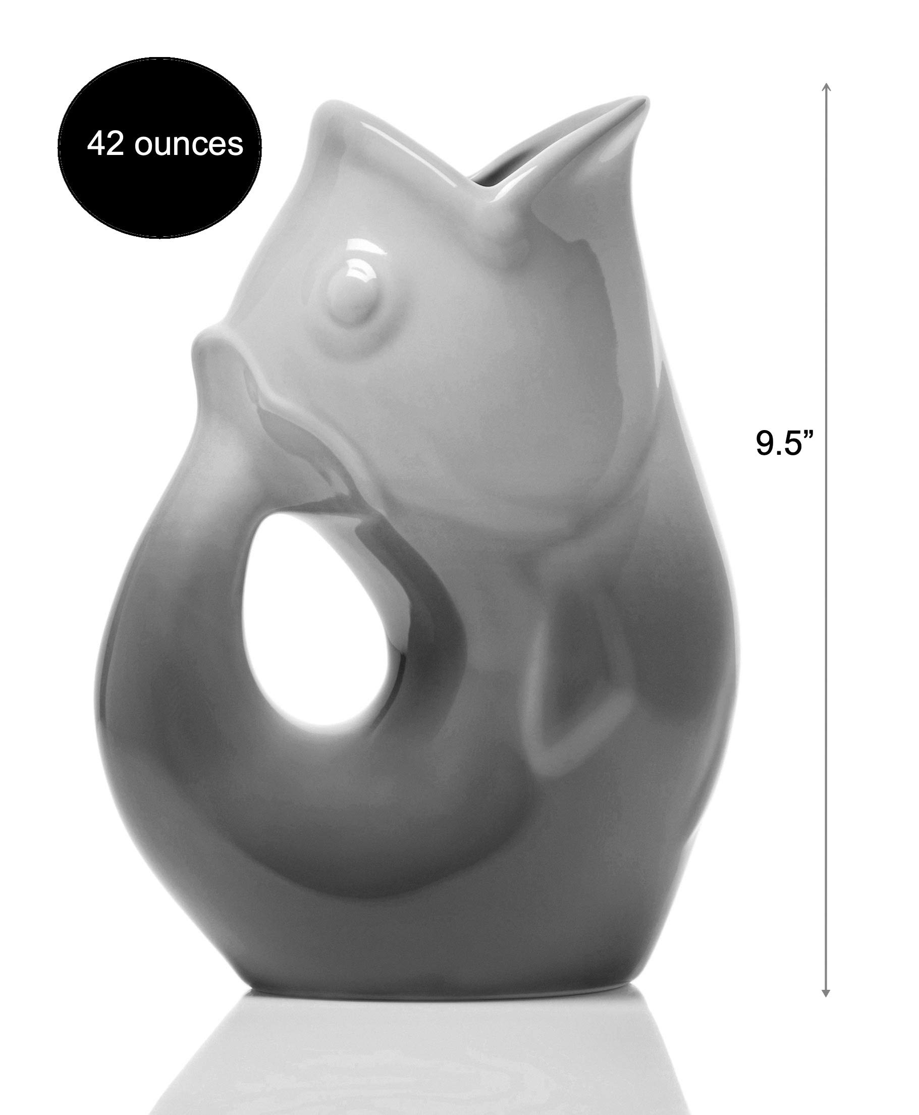 Ombre Grey Ceramic Gurgle Pot - 42oz Gurgling Pitcher for Water, Juice & Beverages - Unique Decorative Drink Dispenser for Parties, Kitchen & Home Decor
