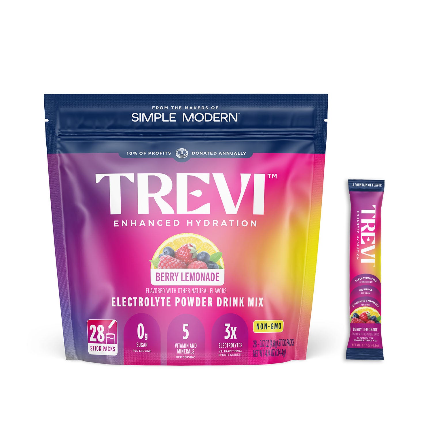 Trevi Electrolyte Powder Mix - Hydration Boost for Athletes & Active Lifestyles | Rapid Replenishment for Workouts, Travel & Daily Hydration
