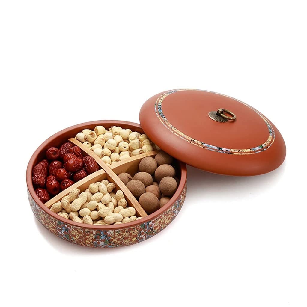 Elegant Ceramic Wedding Fruit Plate with Lid - Dried Fruit Tray, Candy Box & Snack Organizer for Living Room Coffee Table | Perfect for Home Decor, Parties & New Year Celebrations