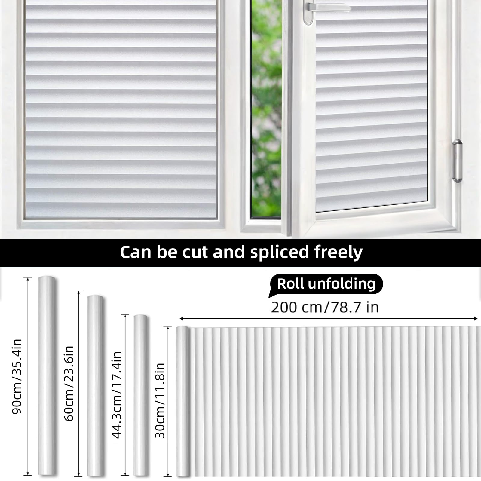 DUOFIRE Static Cling Window Film - No Glue Privacy Blinds Pattern, Anti-UV Glass Film for Bathroom, Bedroom & Living Room (11.8 x 47 Inch) | Perfect for Home Office, Nursery & Rental Apartments