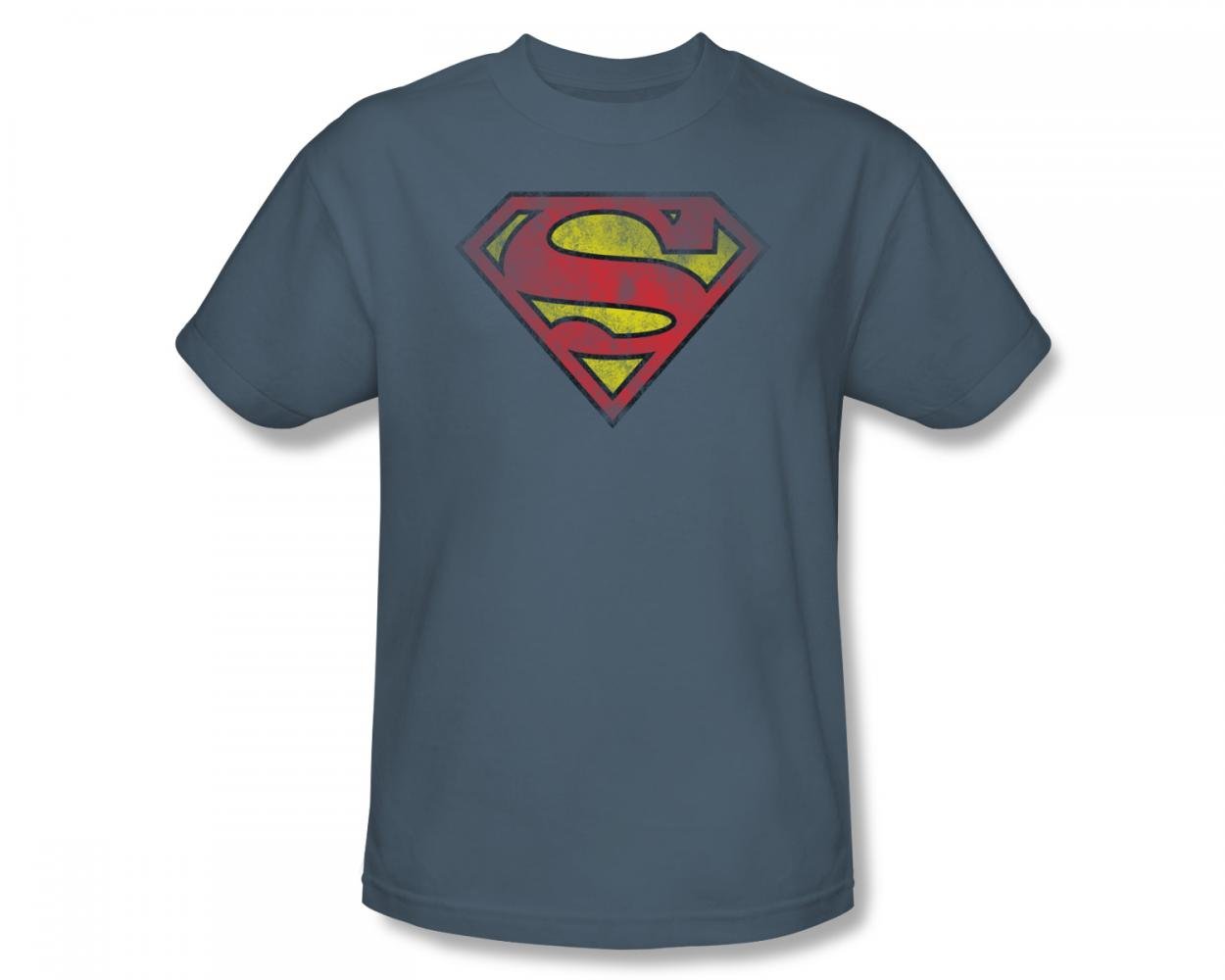Superman Inside Shield Graphic Adult T-Shirt - Slate Gray Cotton Tee for Men | Casual Wear, Cosplay & Superhero Fan Apparel