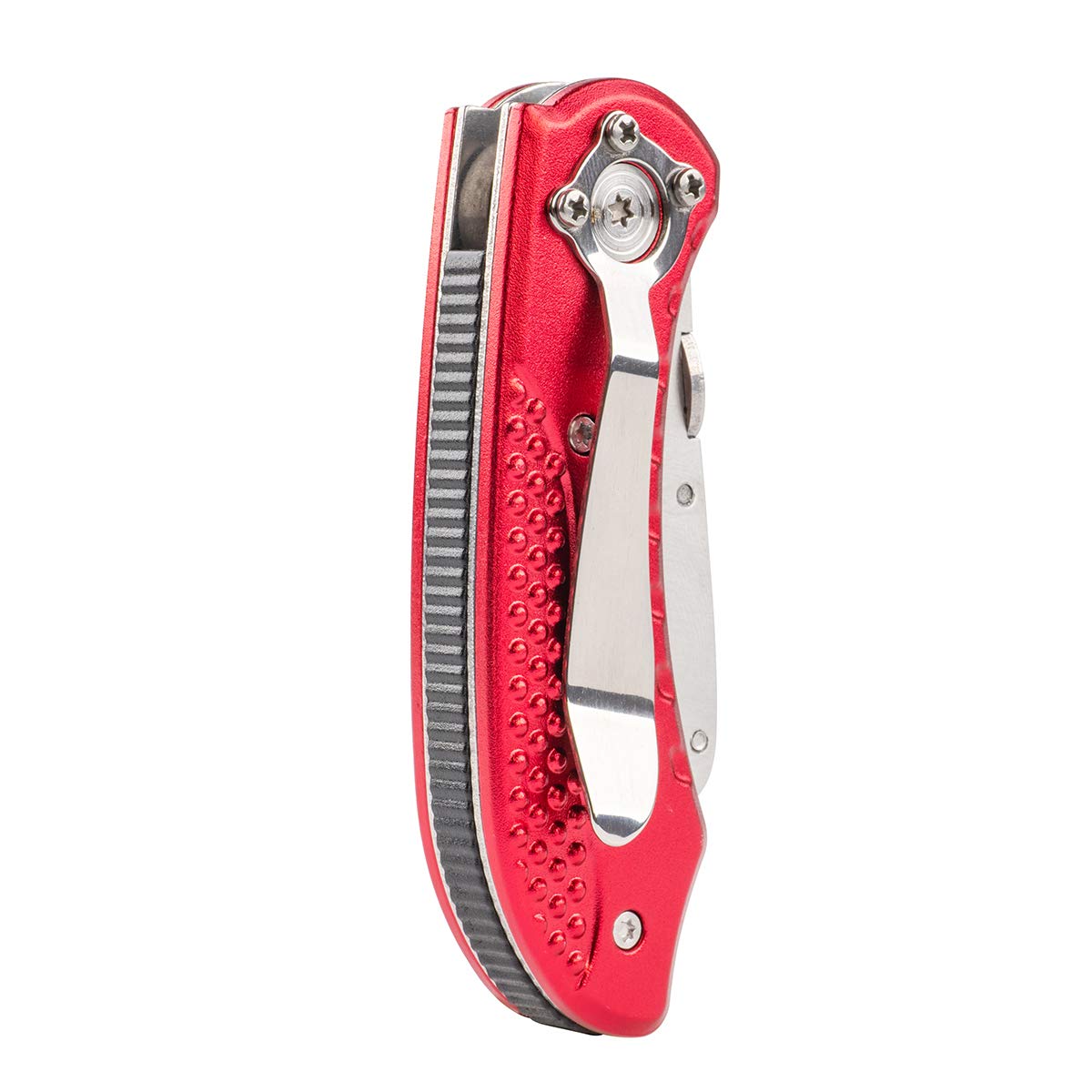 Heavy Duty Folding Utility Knife with Belt Clip - Compact Pocket Knife for Camping, Hiking, Outdoor Survival & Everyday Carry (Red)