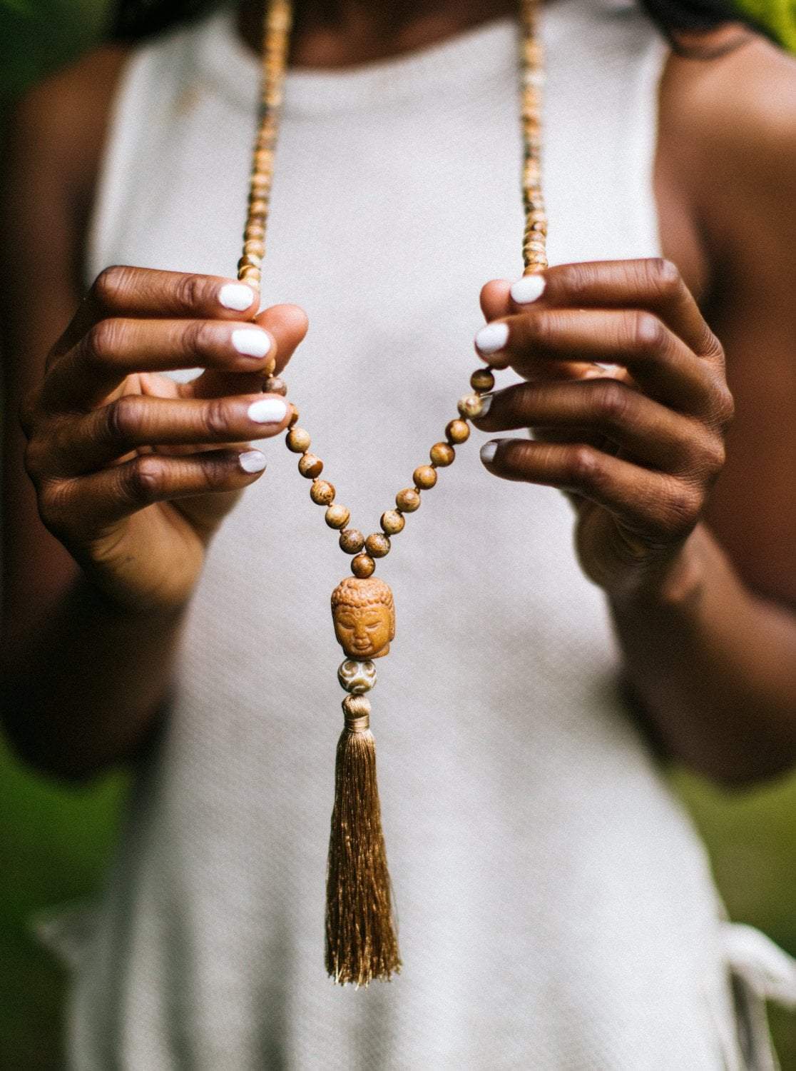 Grounding Earth Energy Mala Beads - Natural Stone Meditation Necklace for Stress Relief & Spiritual Balance | Perfect for Yoga, Reiki & Mindfulness Practice