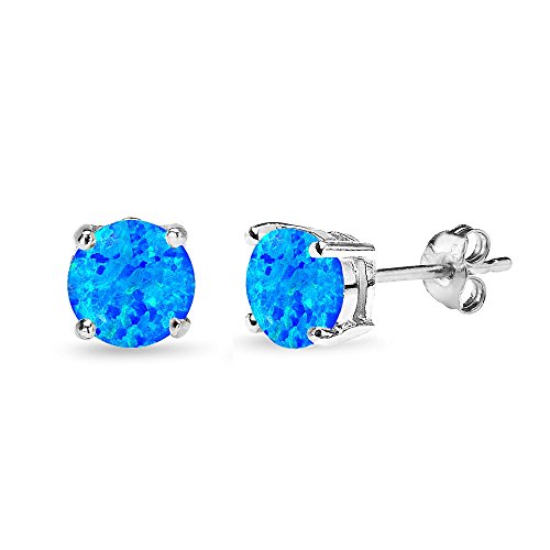 7mm Blue Opal - Silver