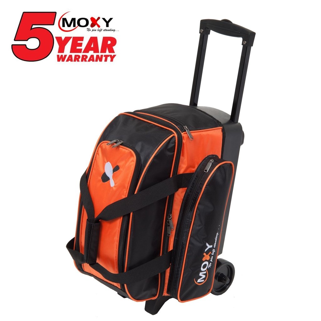 Premium Moxy Double Roller Bowling Bag - 2 Ball Capacity with Wheels & Shoulder Strap - Perfect for League Play, Tournaments & Practice Sessions