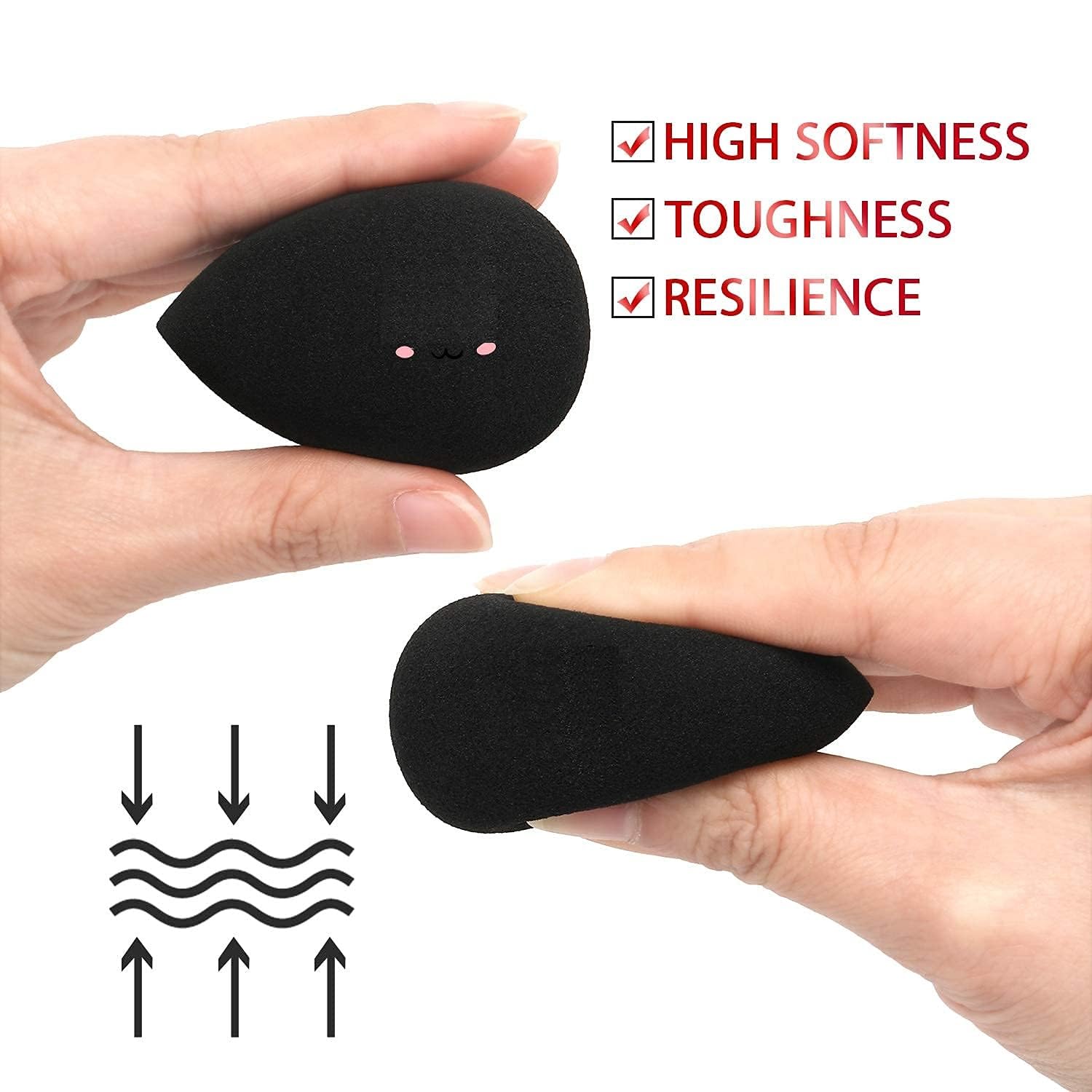 ZAUKY Professional Black Makeup Sponge - Beauty Blender for Flawless Foundation & Concealer Application, Lightweight Face Sponge Puff for Seamless Blending (Pack of 1) - Perfect for Daily Makeup, Contouring & Professional Makeup Artists