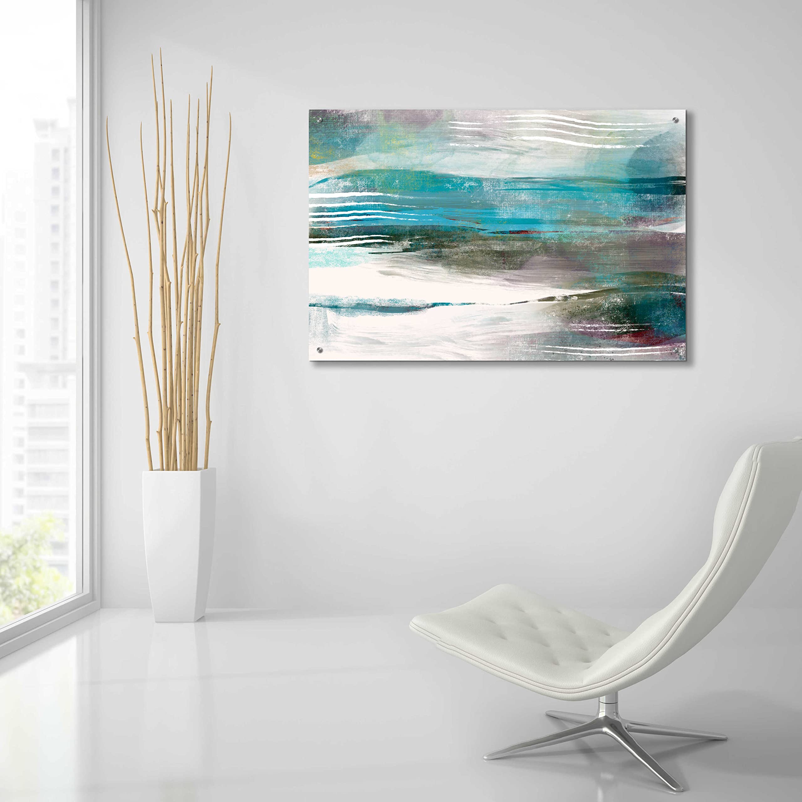 Delores Naskrent 'Water Flow' Acrylic Glass Wall Art - 36x24 Inches Modern Abstract Painting for Living Room, Bedroom & Office Decor