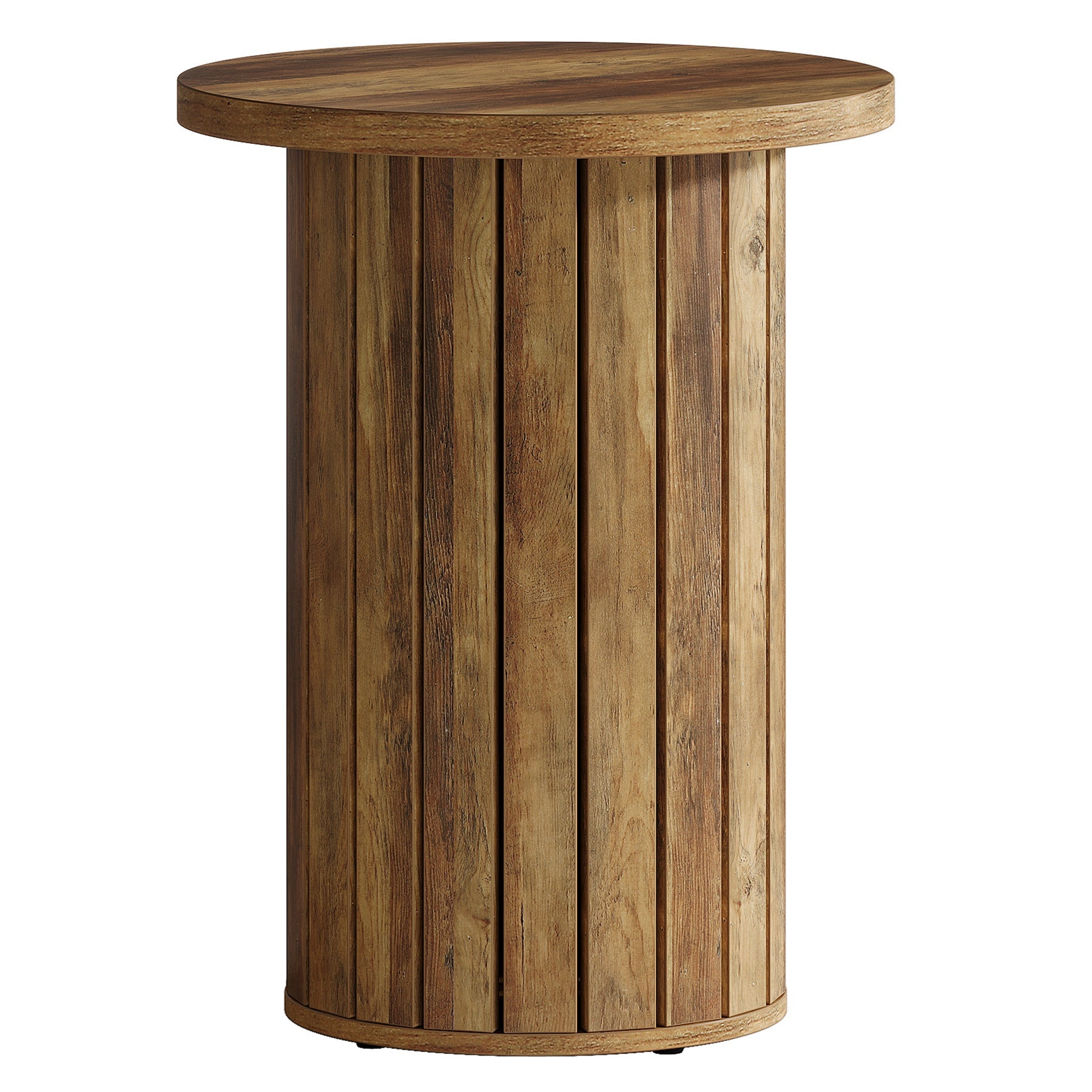 Round Wooden End Table with Pedestal Base - Small Side Table for Couch, Living Room, Bedroom - Perfect for Coffee, Books & Decor