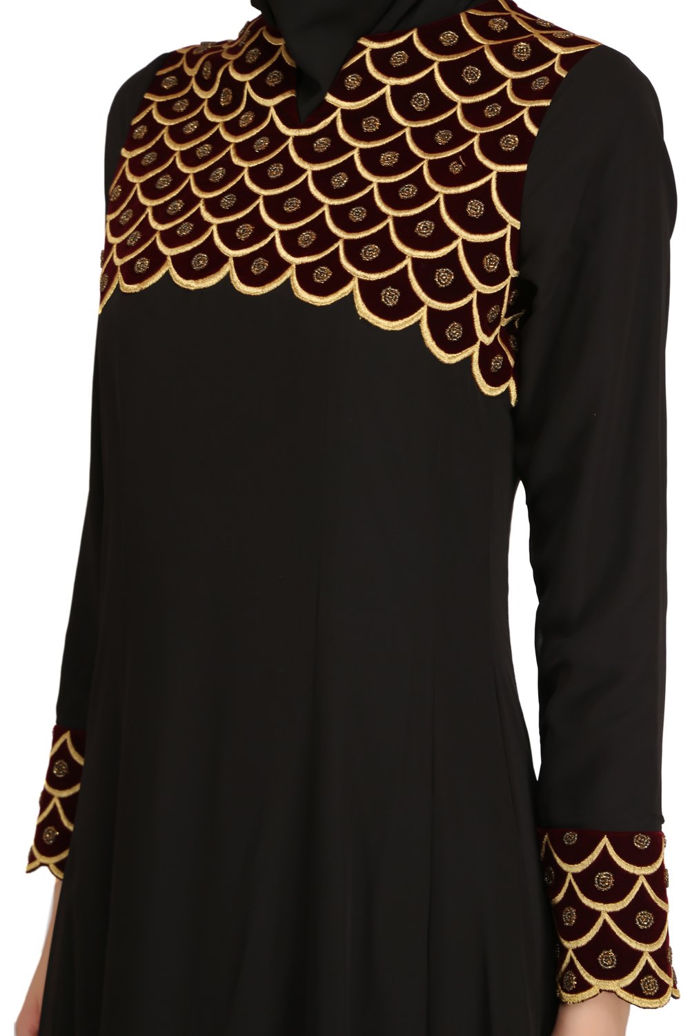 Elegant Black Georgette Eid Abaya for Women - Modest Muslim Prayer Dress - Perfect for Eid, Ramadan, and Special Occasions