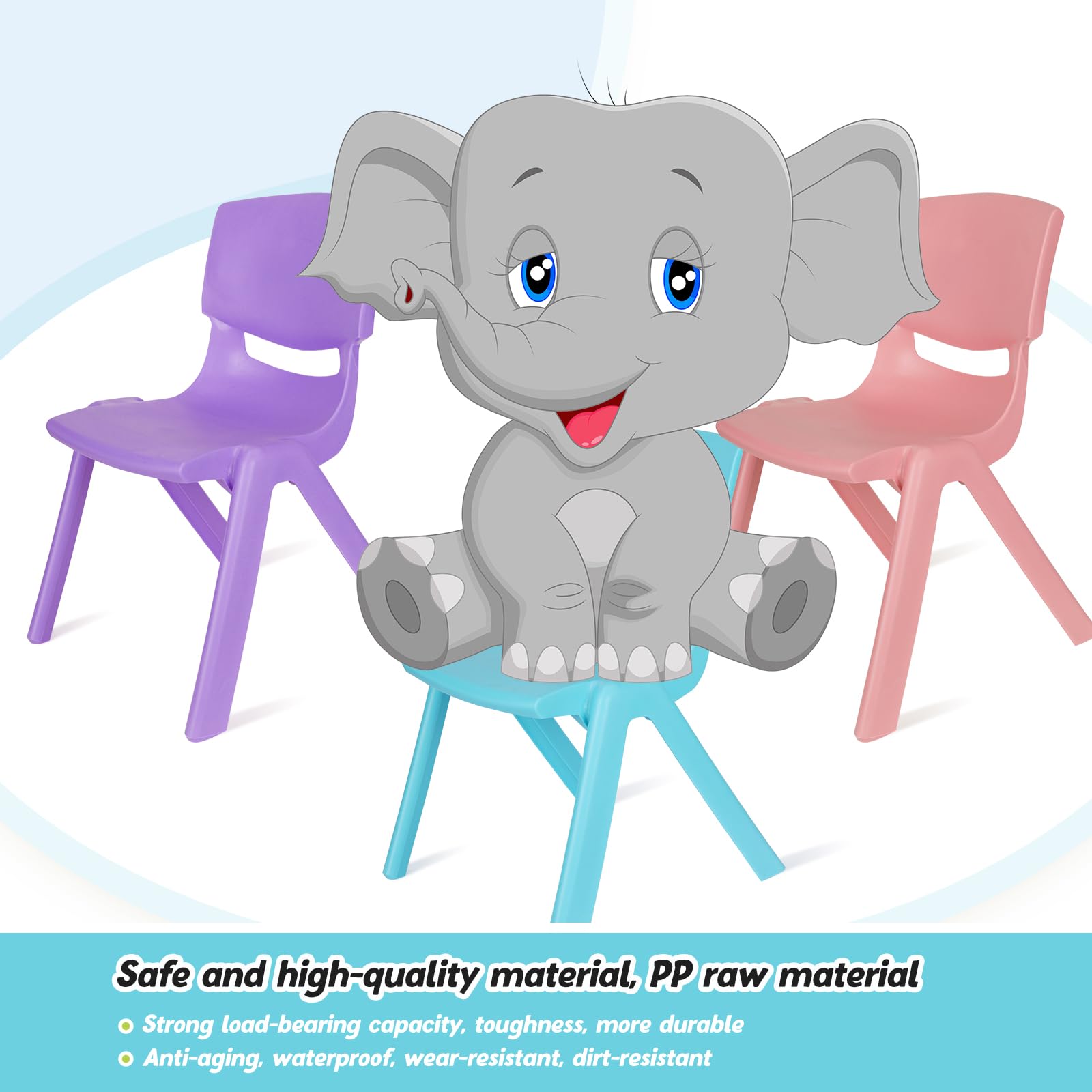 12-Pack Kids Plastic Stacking Chairs, 12
