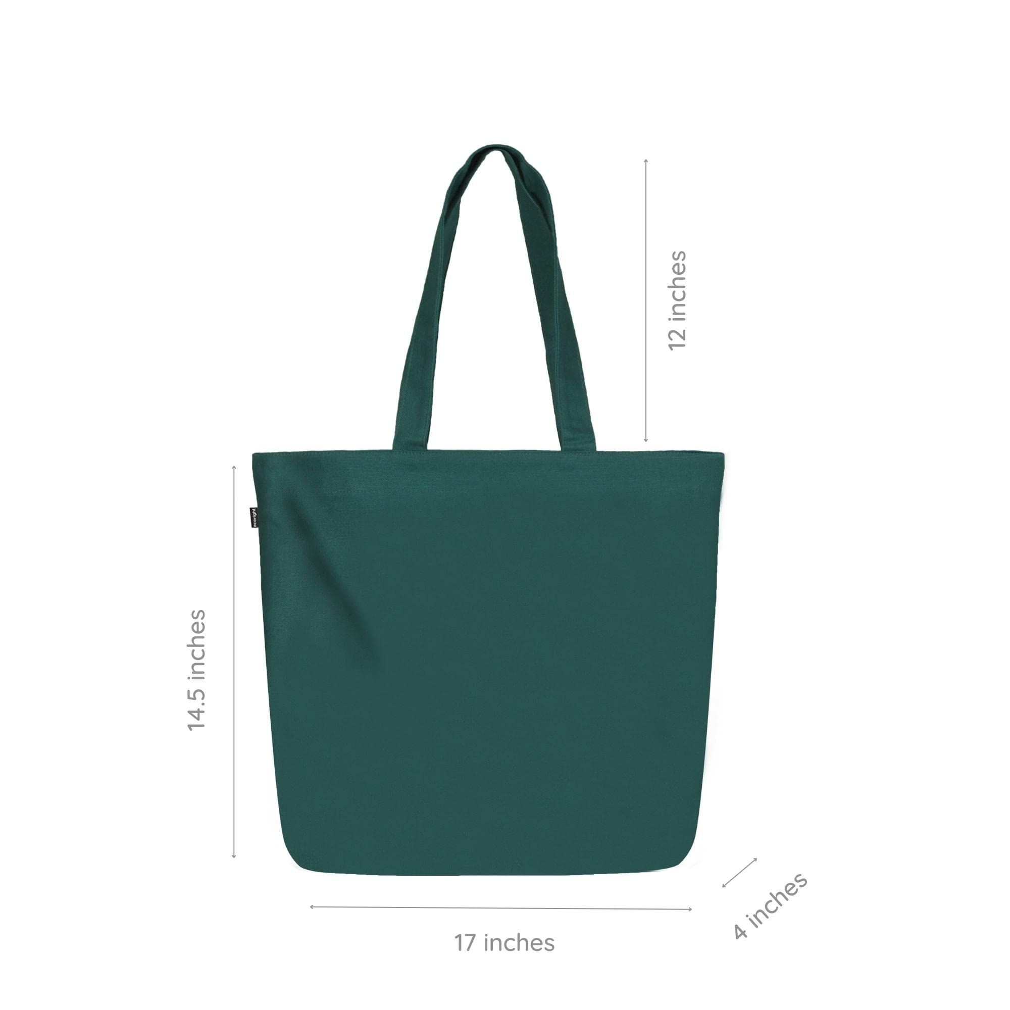 Ecoright Women's Zipper Tote Bag with Pockets - Large Canvas Work Bag for Office, Shopping, Beach & Yoga | Reusable Eco-Friendly Shoulder Bag for Everyday Use