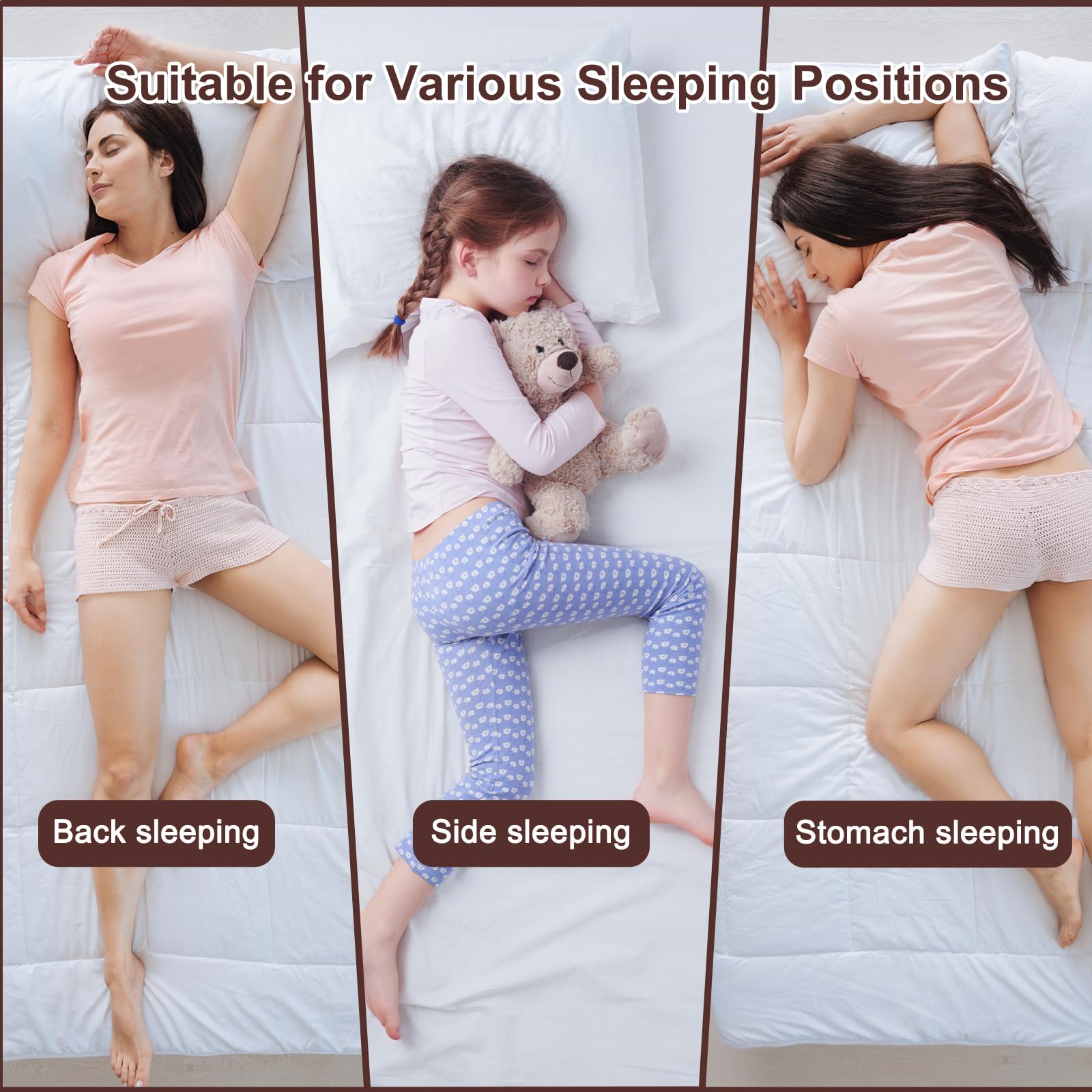 YOUR MOON Soft Standard Bed Pillows for Sleeping - Fluffy Down Alternative Pillow with Luxury Hotel Gel Support - Ideal for Side Sleepers (Brown) - Perfect for Home, Hotel, and Travel Use