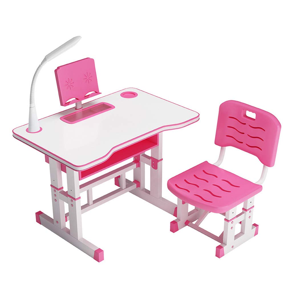 Adjustable Kids Study Desk with LED Light & Chair Set for Home Learning