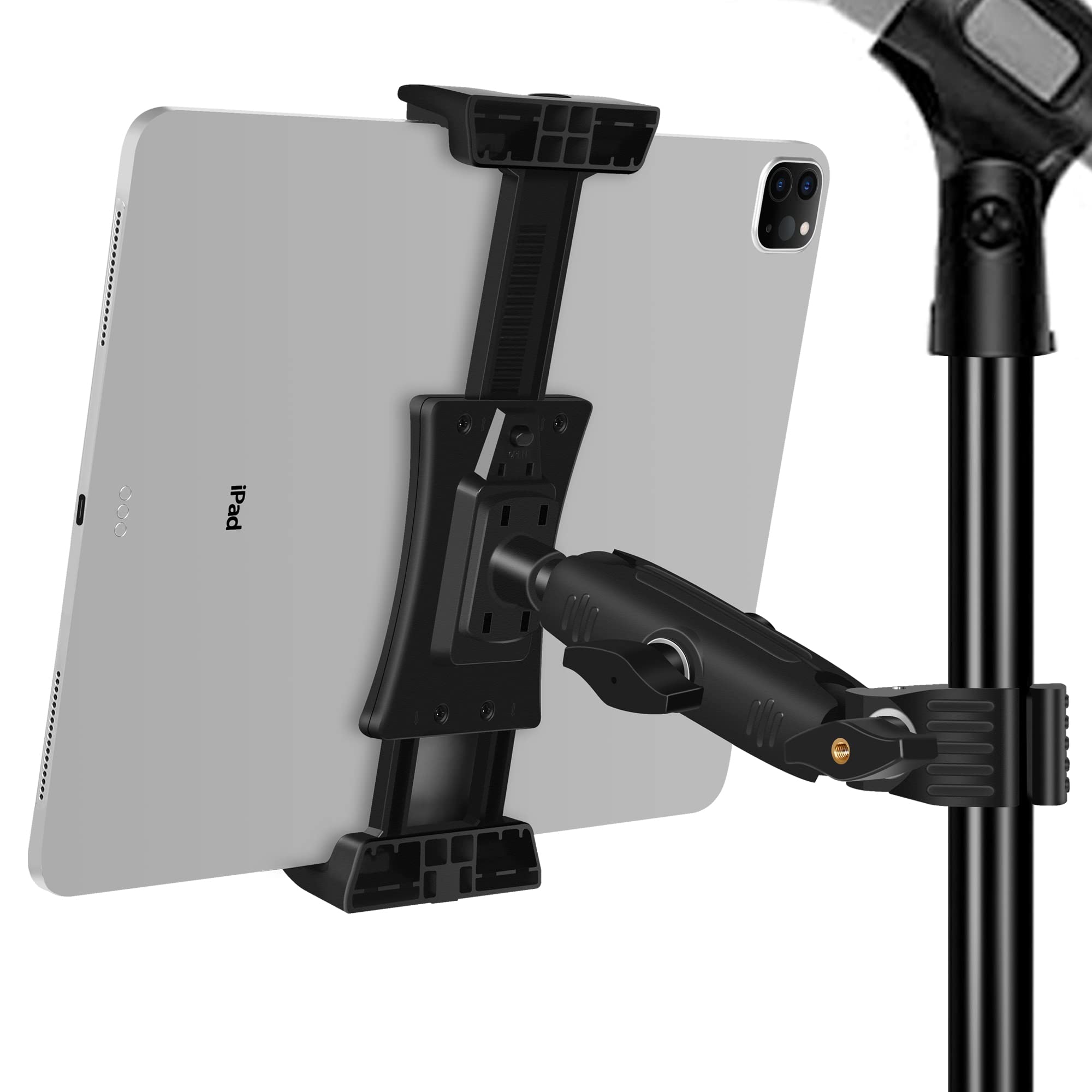 Adjustable Rotatable iPad Holder for Mic Stand - Universal Tablet & Phone Mount with Super Clamp for iPad Pro 12.9/Air/Mini, Android Devices (4-13.5