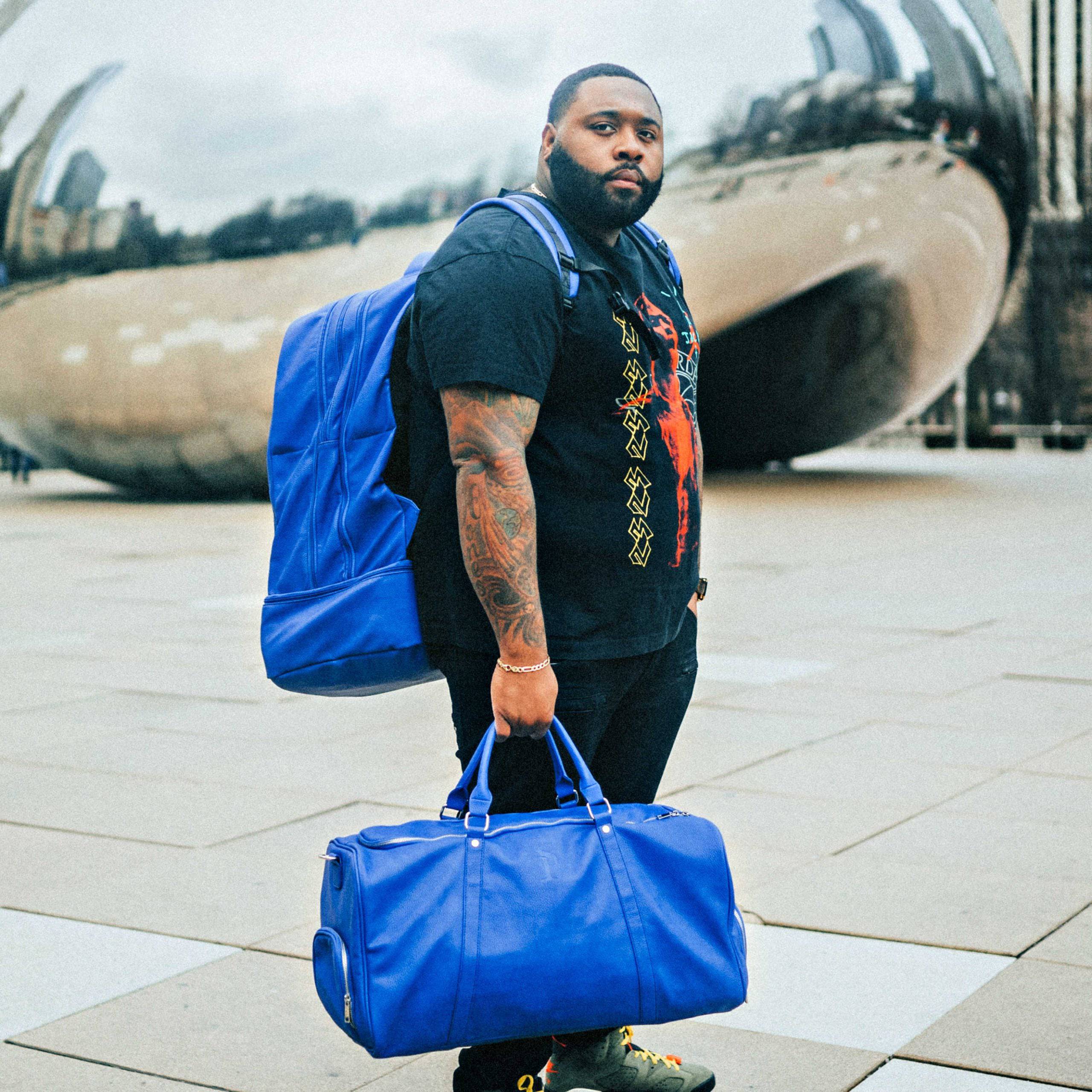Royal Blue Leather Duffle Bag - Unbreakable Kicks Collaboration - Premium Travel & Gym Bag for Men & Women - Perfect for Weekend Getaways, Sports Gear & Business Trips