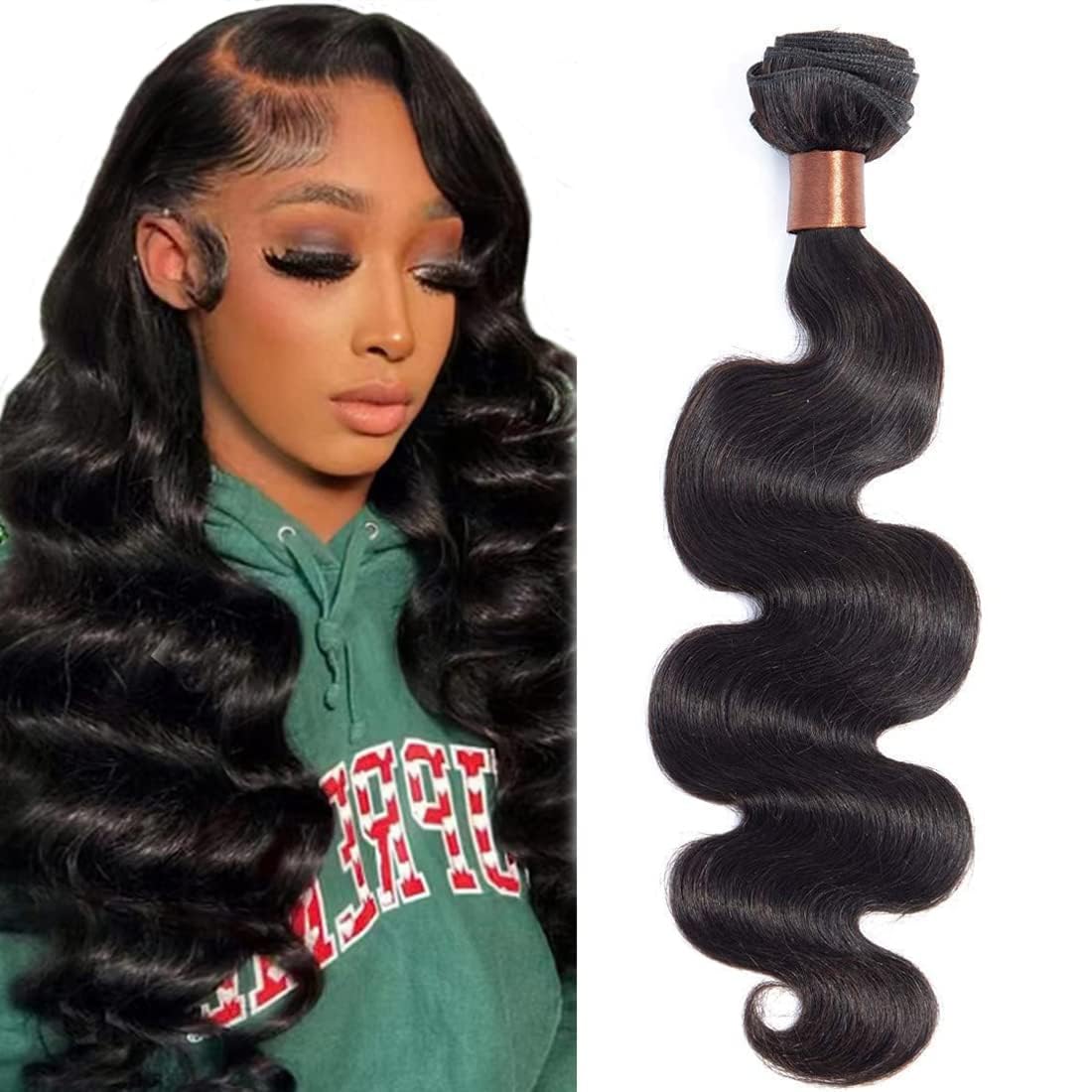 100% Unprocessed Indian Virgin Human Hair Bundle - 20 Inch Body Wave, 100g, Natural Black Color for Weaves, Extensions & Styling