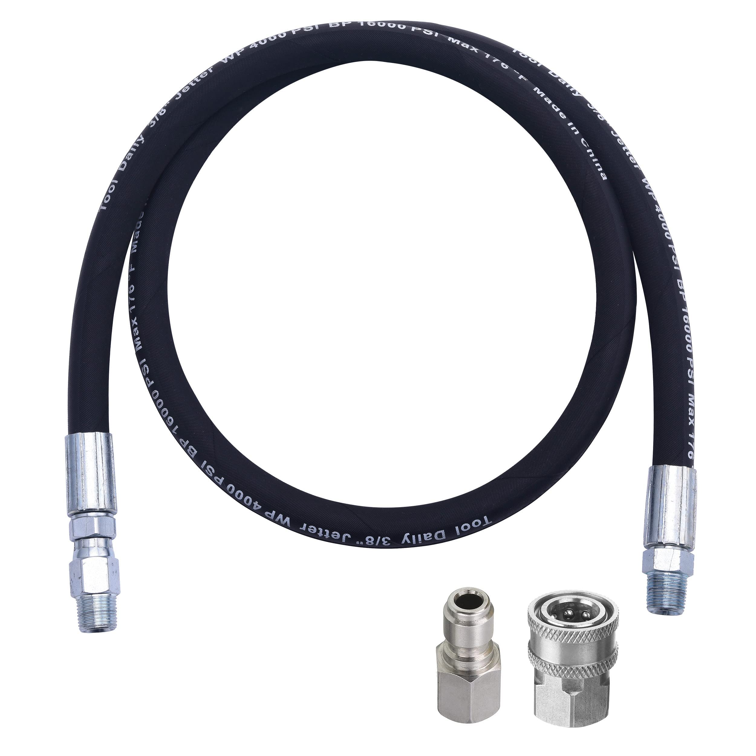 Heavy Duty Pressure Washer Hose Reel with Swivel - 50ft Commercial Grade Whip Hose for Power Washing, Car Washing & Home Cleaning - Ideal for Driveway, Deck, Patio & Outdoor Cleaning