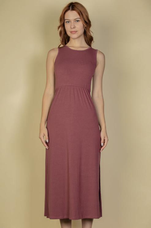 Stylish Ribbed Side Slit Tank Midi Dress for Women | Summer Casual & Party Outfit | Perfect for Beach Vacations, Date Nights and Office Wear