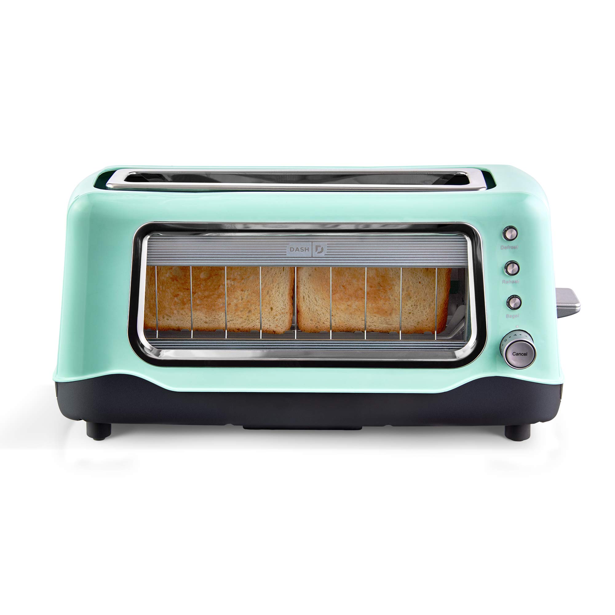 Dash Clear View 4-Slice Toaster with Extra Wide Slots & See-Through Window - Stainless Steel Toaster with Defrost Function - Aqua Color - Perfect for Breakfast & Small Kitchens + Stand Mixer (Electric) - 6-Speed Mixer with Dough Hooks & Beaters - Aqua - Ideal for Baking & Cooking