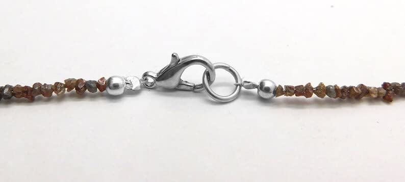 Natural White Grey Raw Uncut Diamond Beads Necklace | 2.5-3mm Rough Diamond Silver Clasp Jewelry | Elegant Handmade Beaded Necklace for Women, Wedding, Anniversary & Special Occasion Gifts