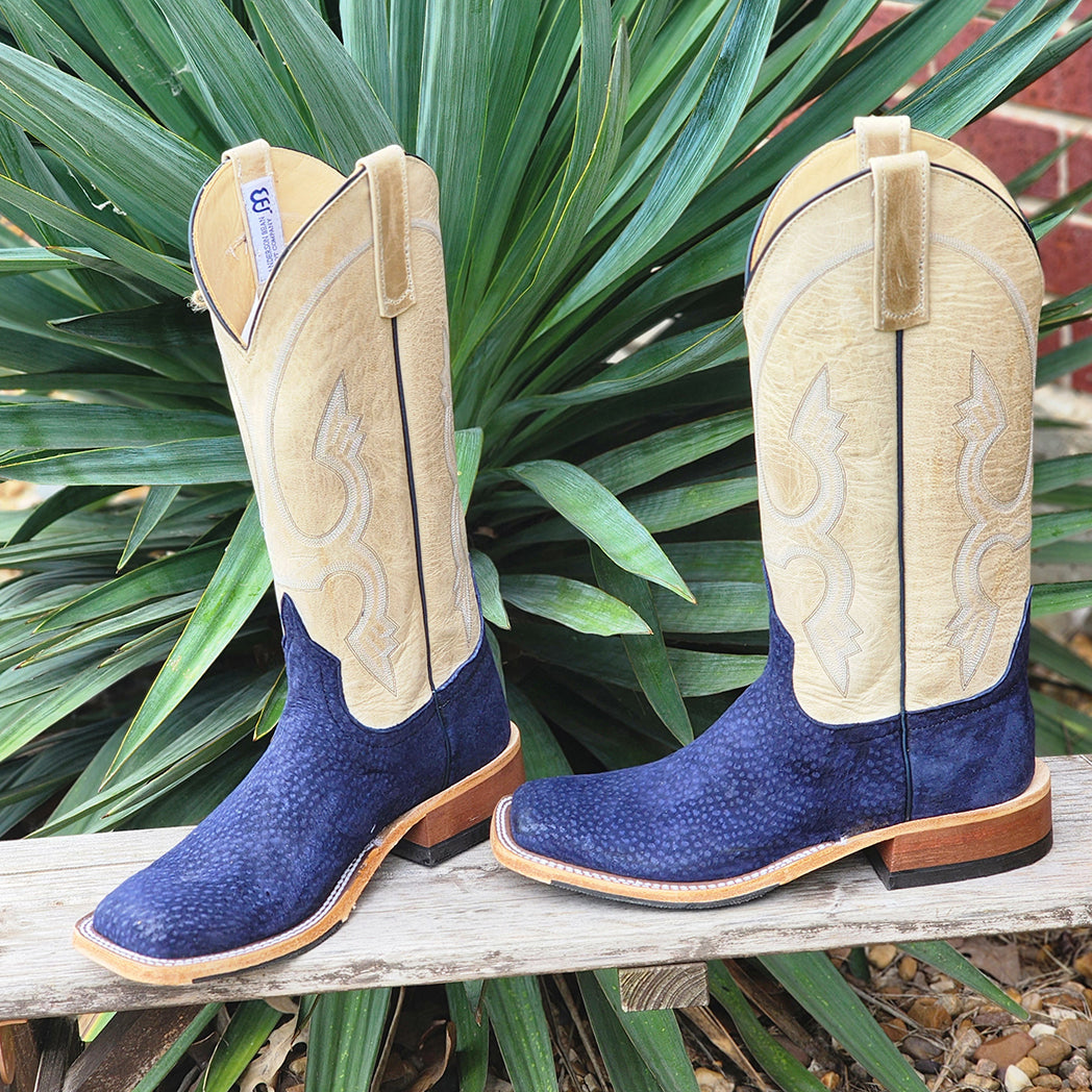 Anderson Bean Men's Navy Carpincho Cowboy Boots - Premium Handmade Leather Western Boots for Men | Perfect for Rodeo, Country Dancing & Casual Wear