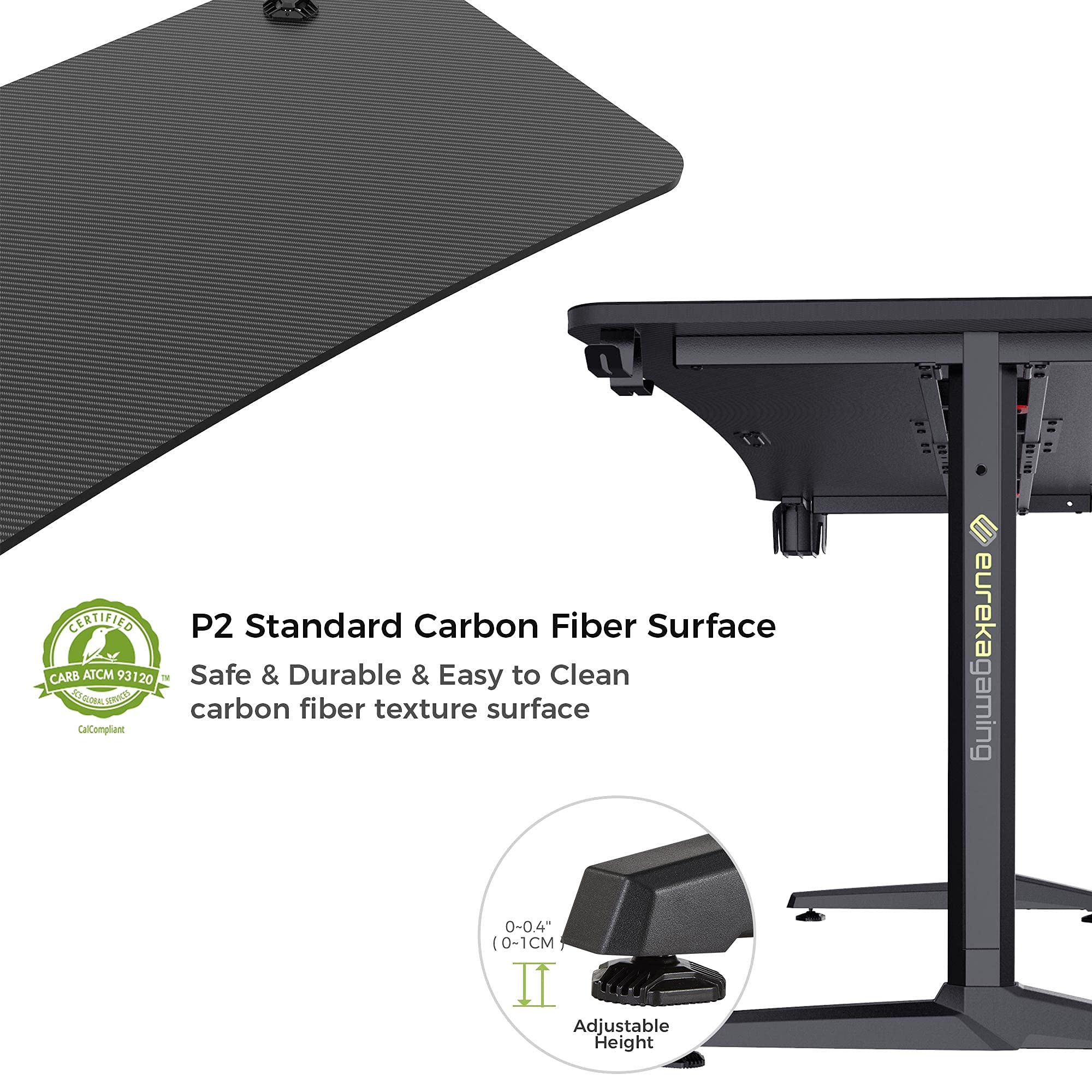 EUREKA ERGONOMIC 60 Inch Curved Gaming Desk with Large Adjustable Keyboard Tray - Perfect for PC Gaming, Streaming & Home Office Setup
