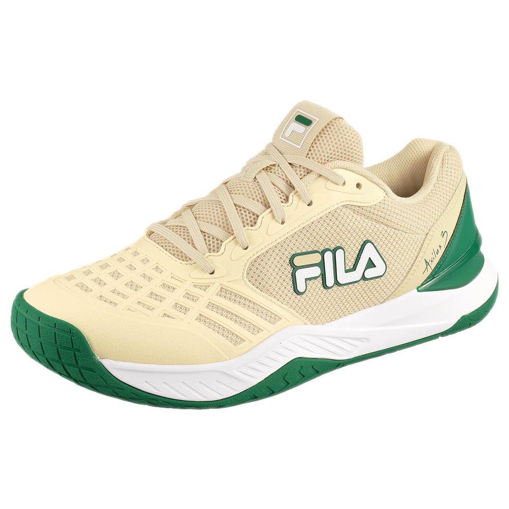 Fila Men's Axilus 3 Tennis Shoes - Whitecap Gray/Aventurine Color | Lightweight & Durable Court Sneakers for Men | Perfect for Tennis, Gym & Casual Wear