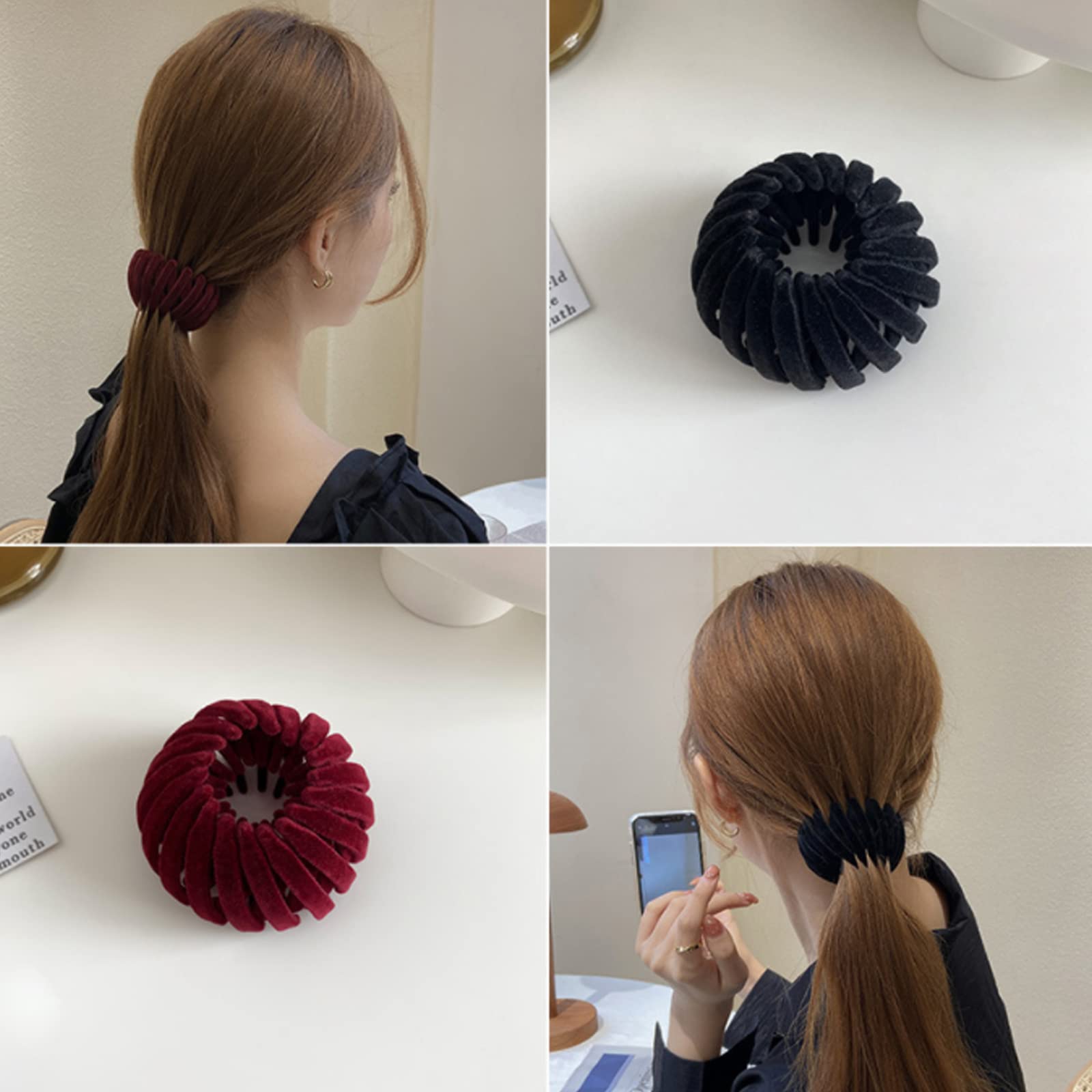 3Pcs Velvet Birds Nest Hair Clips - Expandable Ponytail Holders, Hair Claw Clamps & Bun Maker for Women & Girls (3 Colors) | Perfect for Casual, Work & Party Hairstyles