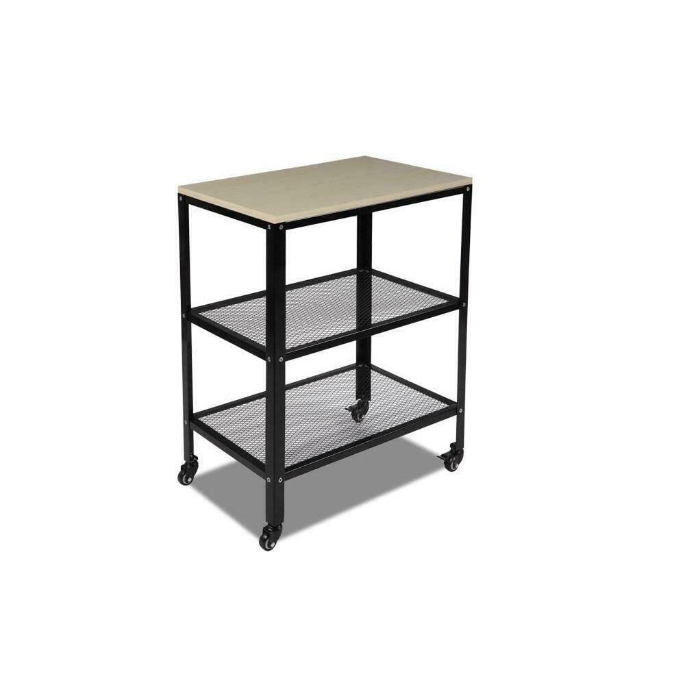 XDE 3-Tier Rolling Kitchen Cart - Stainless Steel Microwave Stand with Wheels, Foldable Baker's Rack for Small Spaces - Perfect for Kitchen Storage, Hotel Room Service & Mobile Serving Station